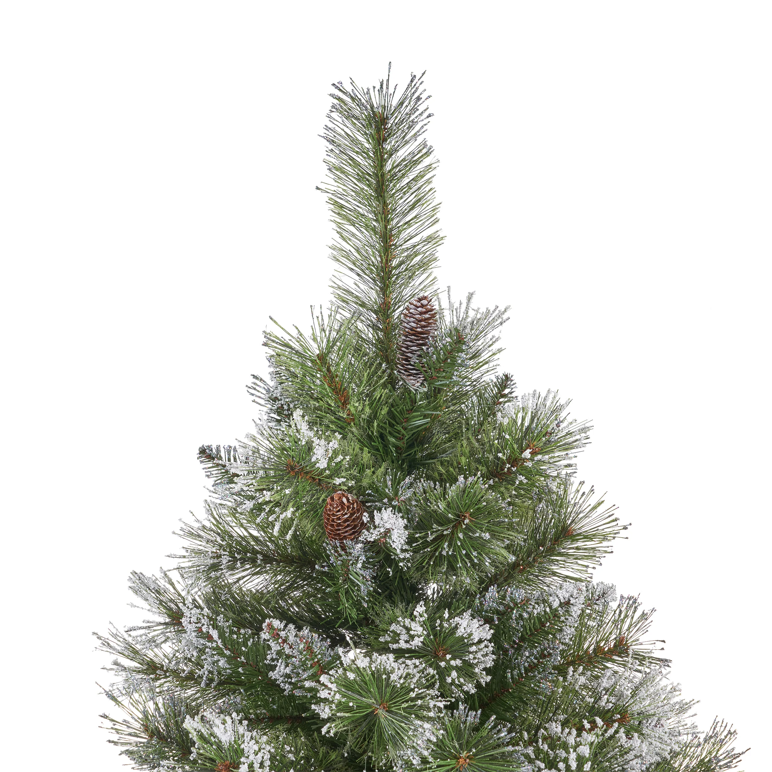 7-foot Cashmere Pine and Mixed Needles Hinged Artificial Christmas Tree with Snow and Glitter Branches and Frosted Pinecones - furnishings