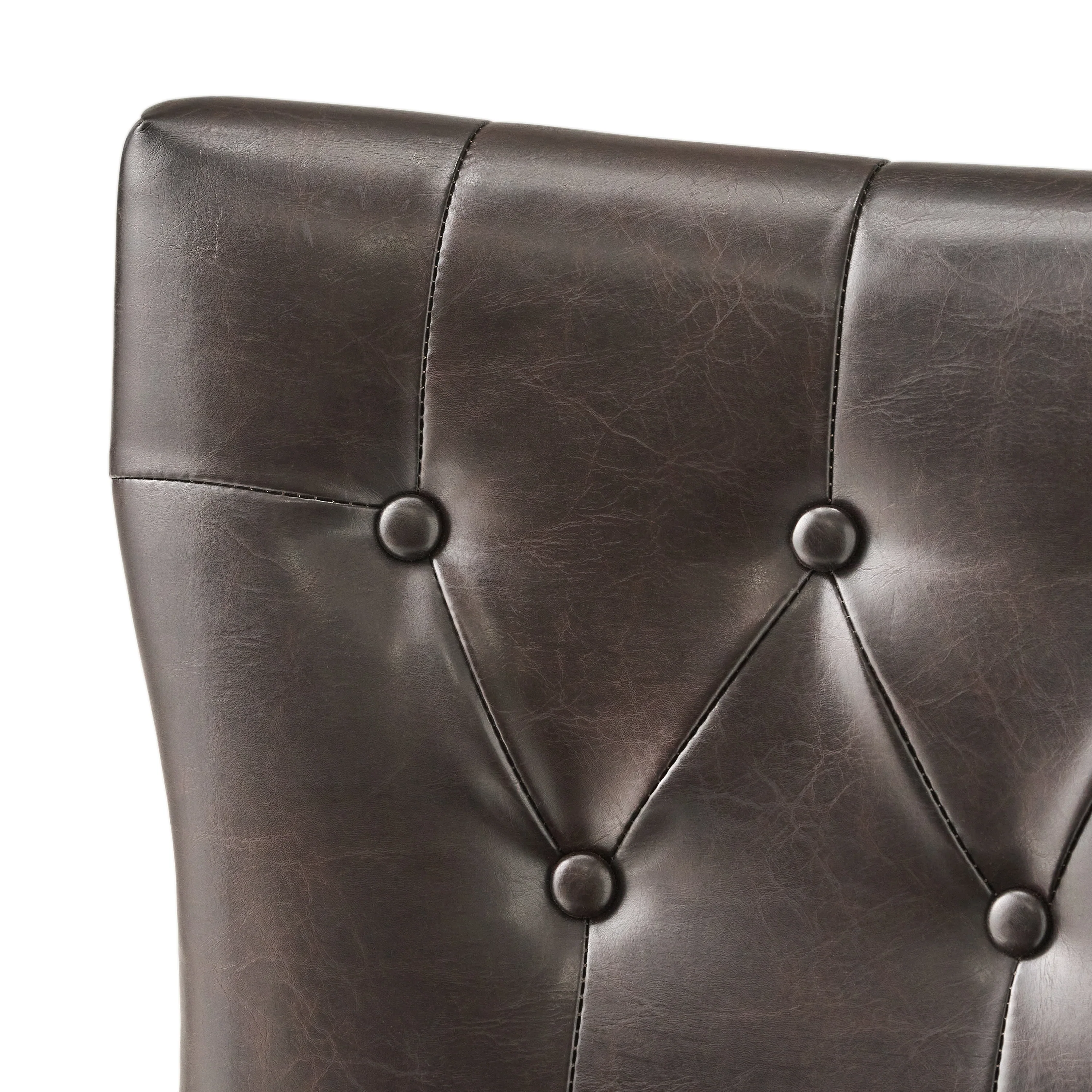 Pierre Contemporary Button Tufted Brown Leather Backed Barstools - furnishings