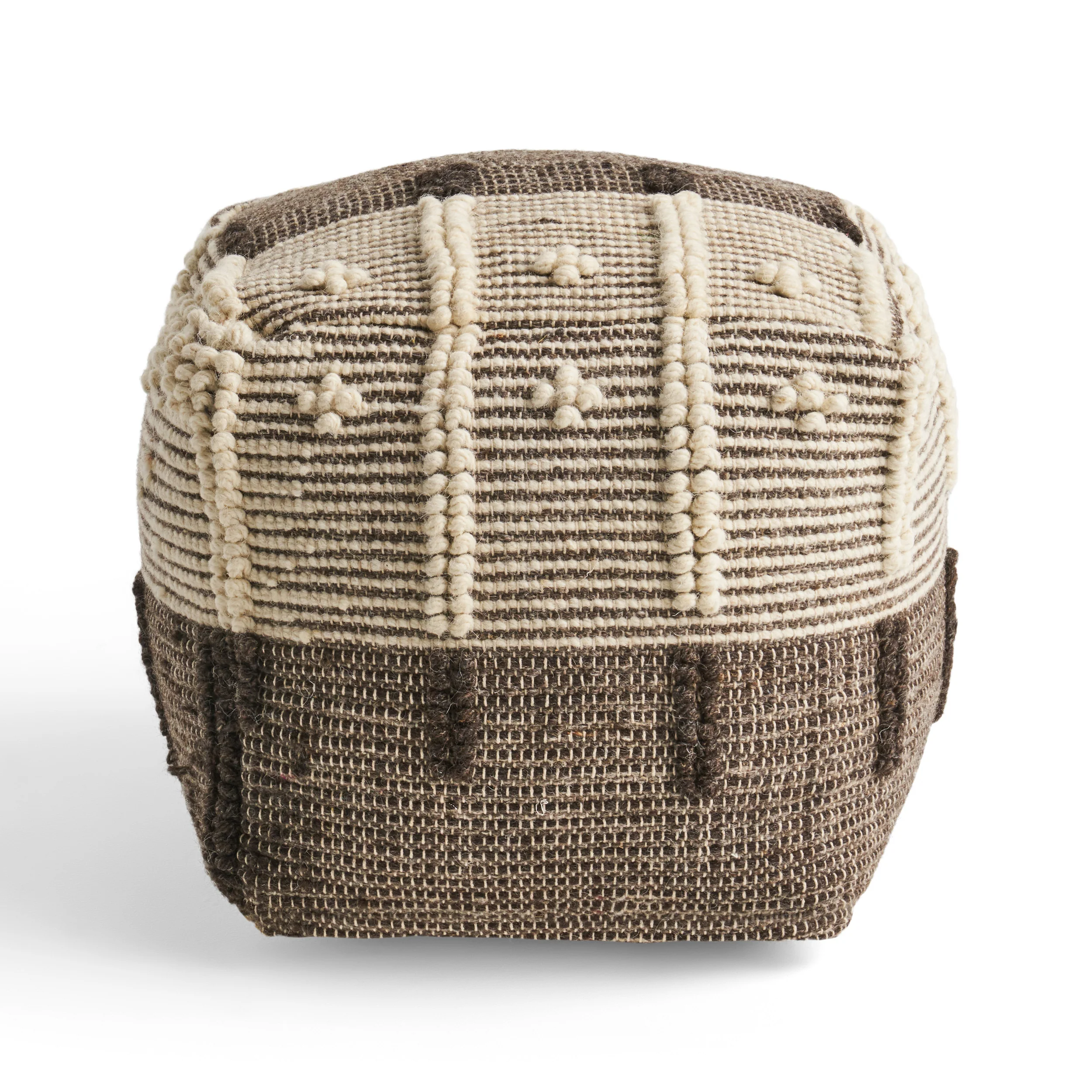 Murphie Boho Wool and Cotton Ottoman Pouf - furnishings