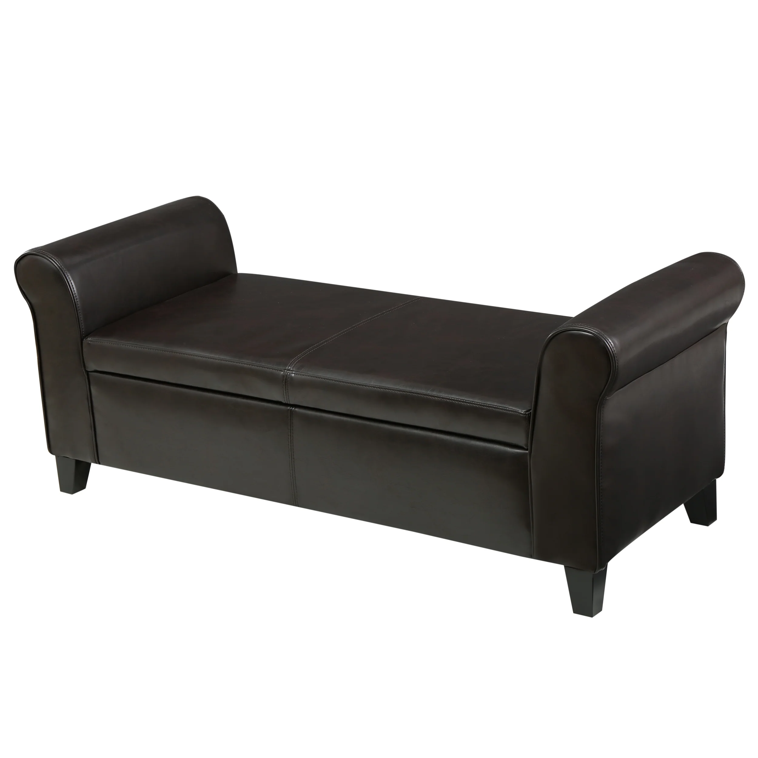 Danbury Contemporary Upholstered Storage Ottoman Bench with Rolled Arms - furnishings