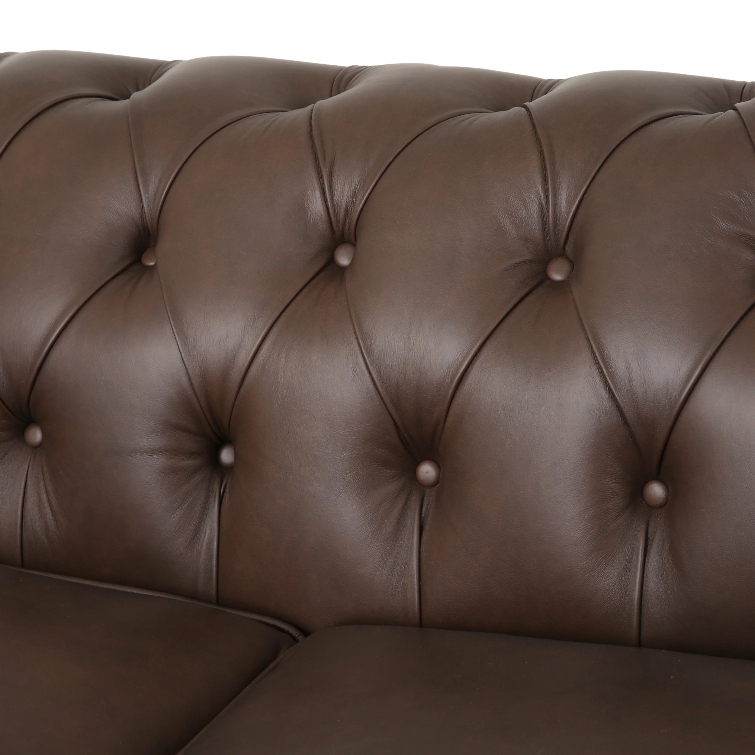 Saley Contemporary Leather Tufted 3 Seater Sofa with Nailhead Trim - furnishings