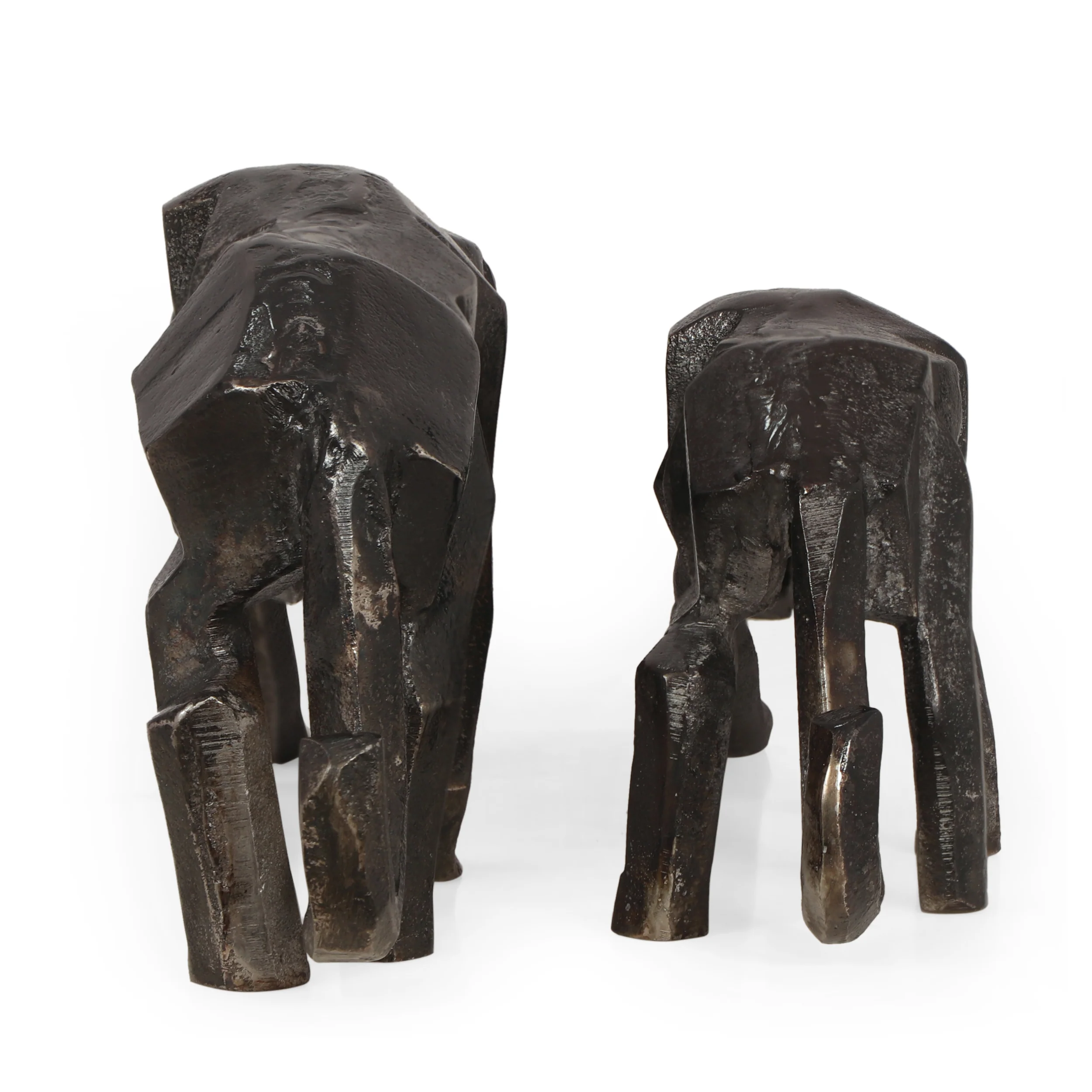 Hilldom Handcrafted Aluminum Leopard Figurine, Set of 2, Black Charcoal - furnishings