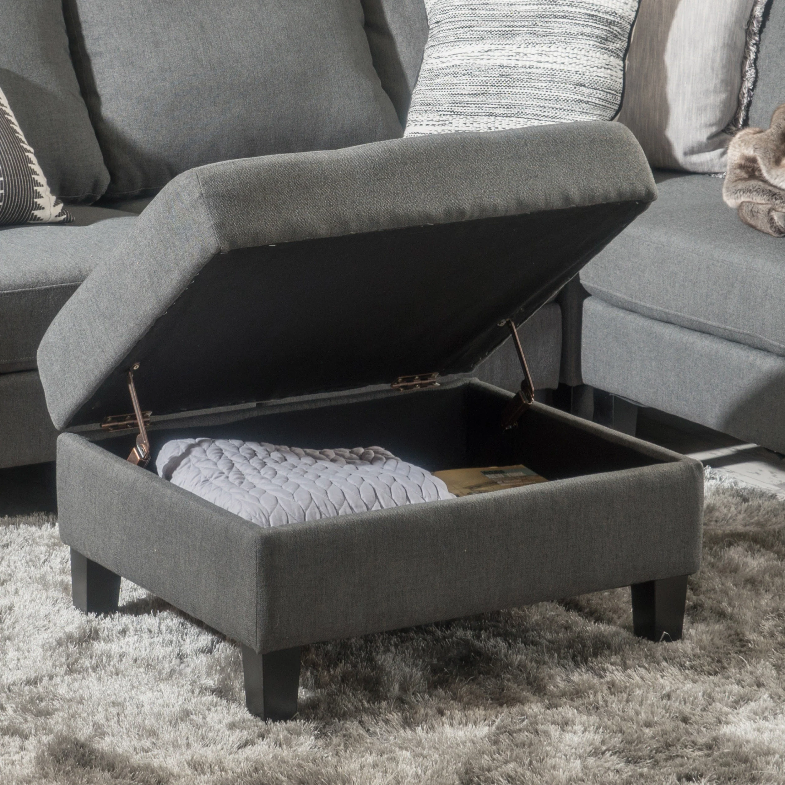 Zahra Contemporary Tufted Fabric Storage Ottoman - furnishings