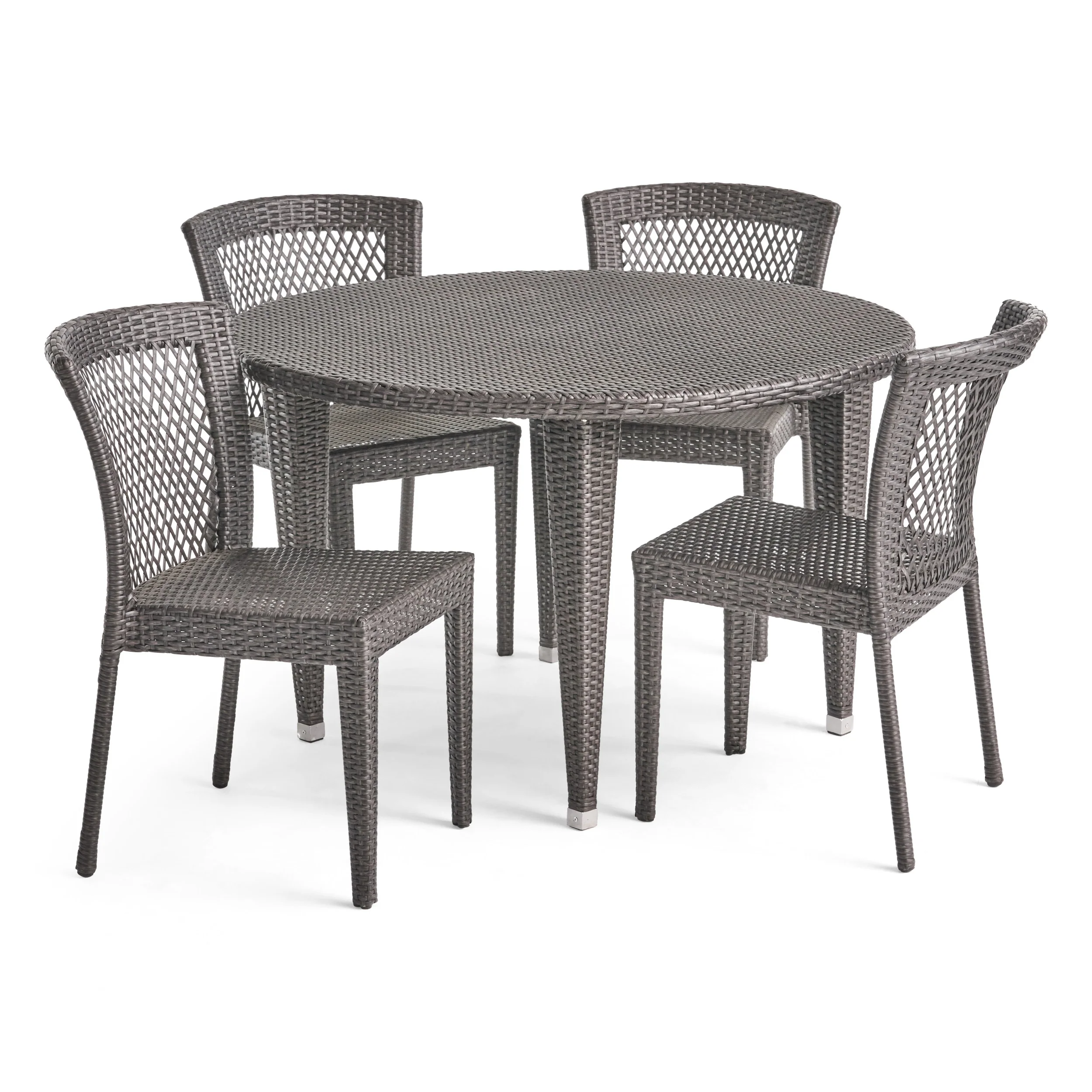 Hardy Outdoor 5 Piece Wicker Dining Set, Grey - furnishings