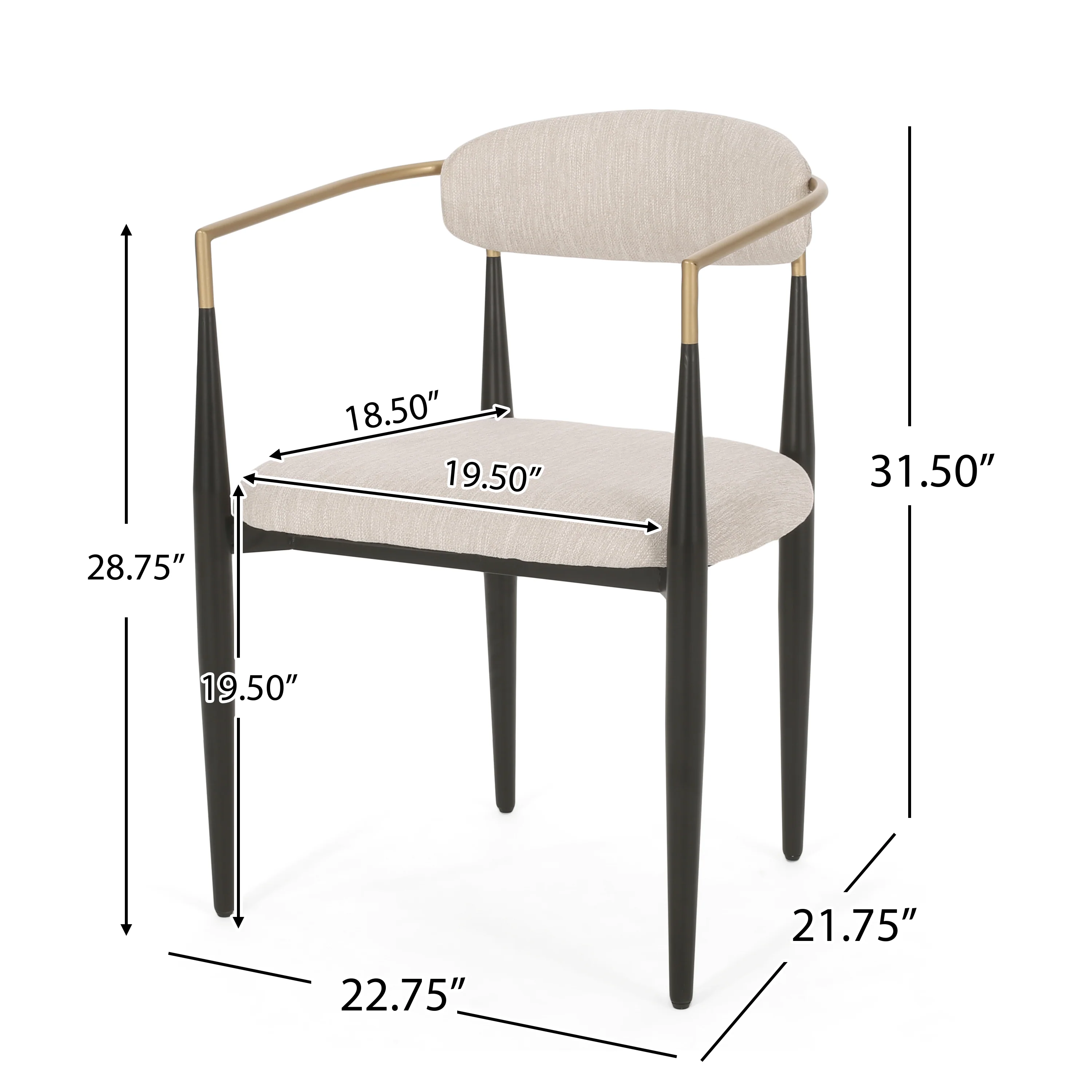 Camas Modern Fabric Upholstered Iron Dining Chairs, Set of 2 - furnishings