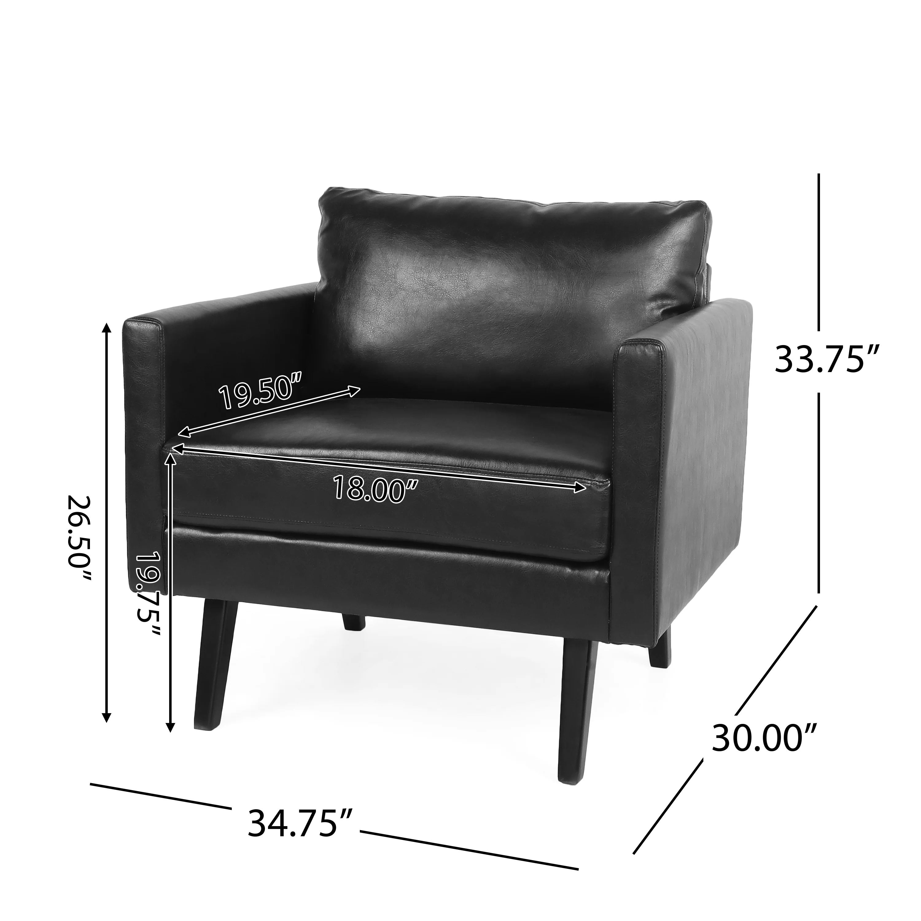 Dowd Mid Century Modern Faux Leather Club Chair - furnishings
