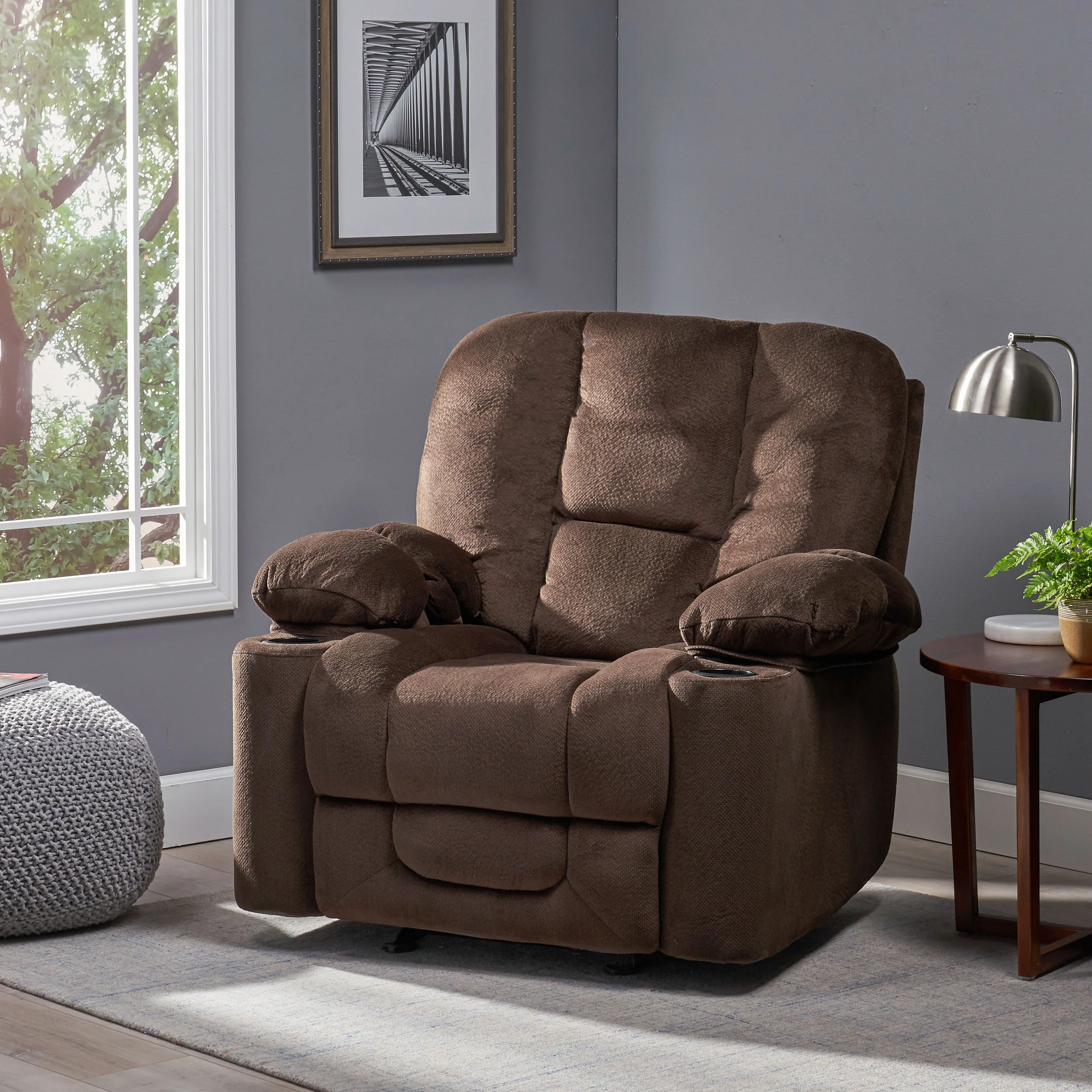 Raymond Fabric Glider Recliner Club Chair - furnishings
