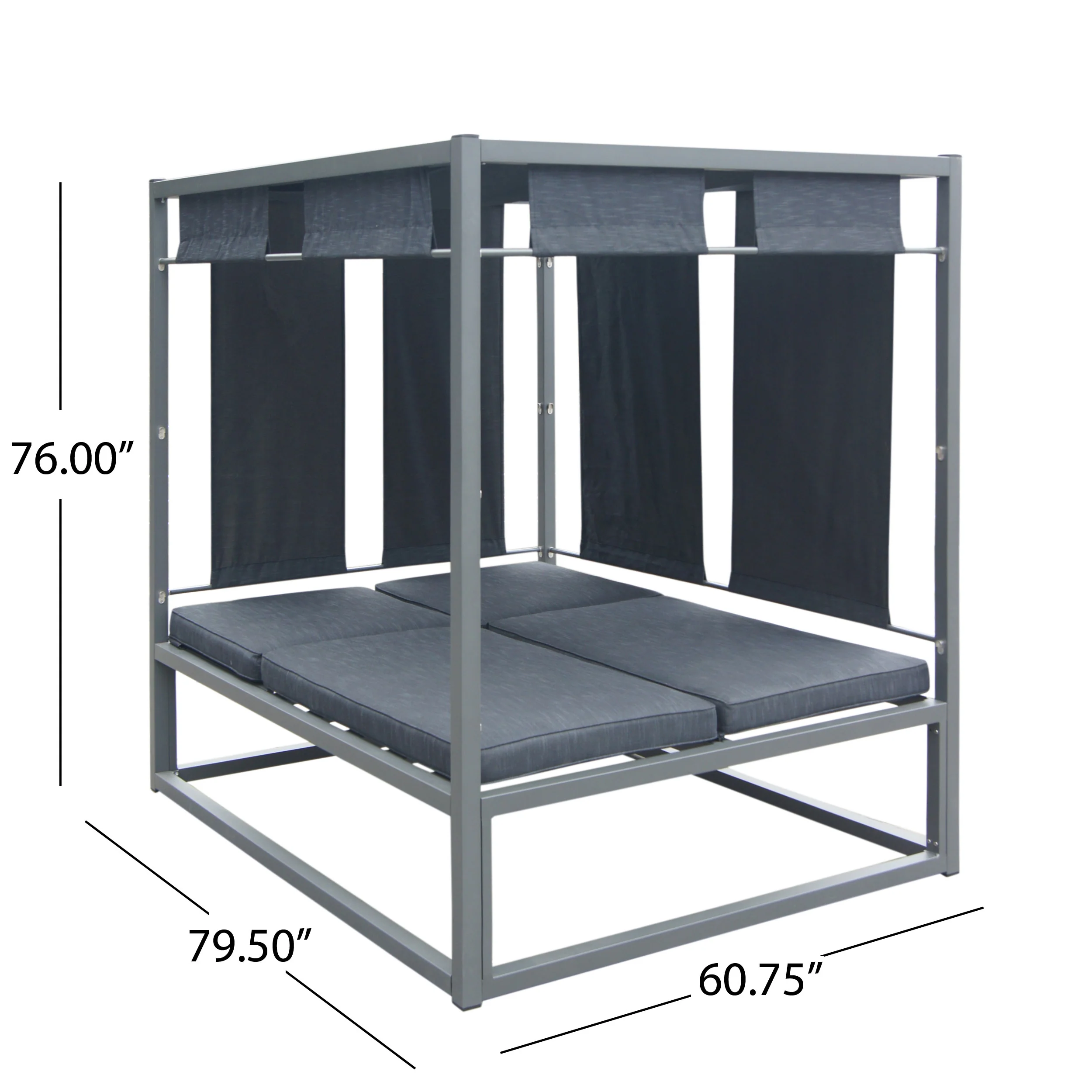 Amos Outdoor Aluminum Daybed with Canopy - furnishings