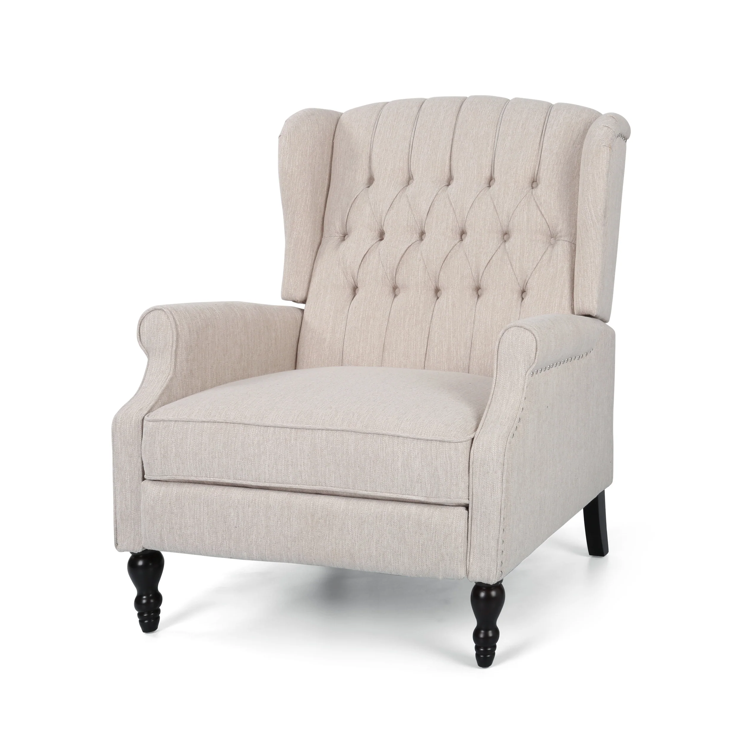 Salome Oversized Tufted Wingback Fabric Push Back Recliner - furnishings