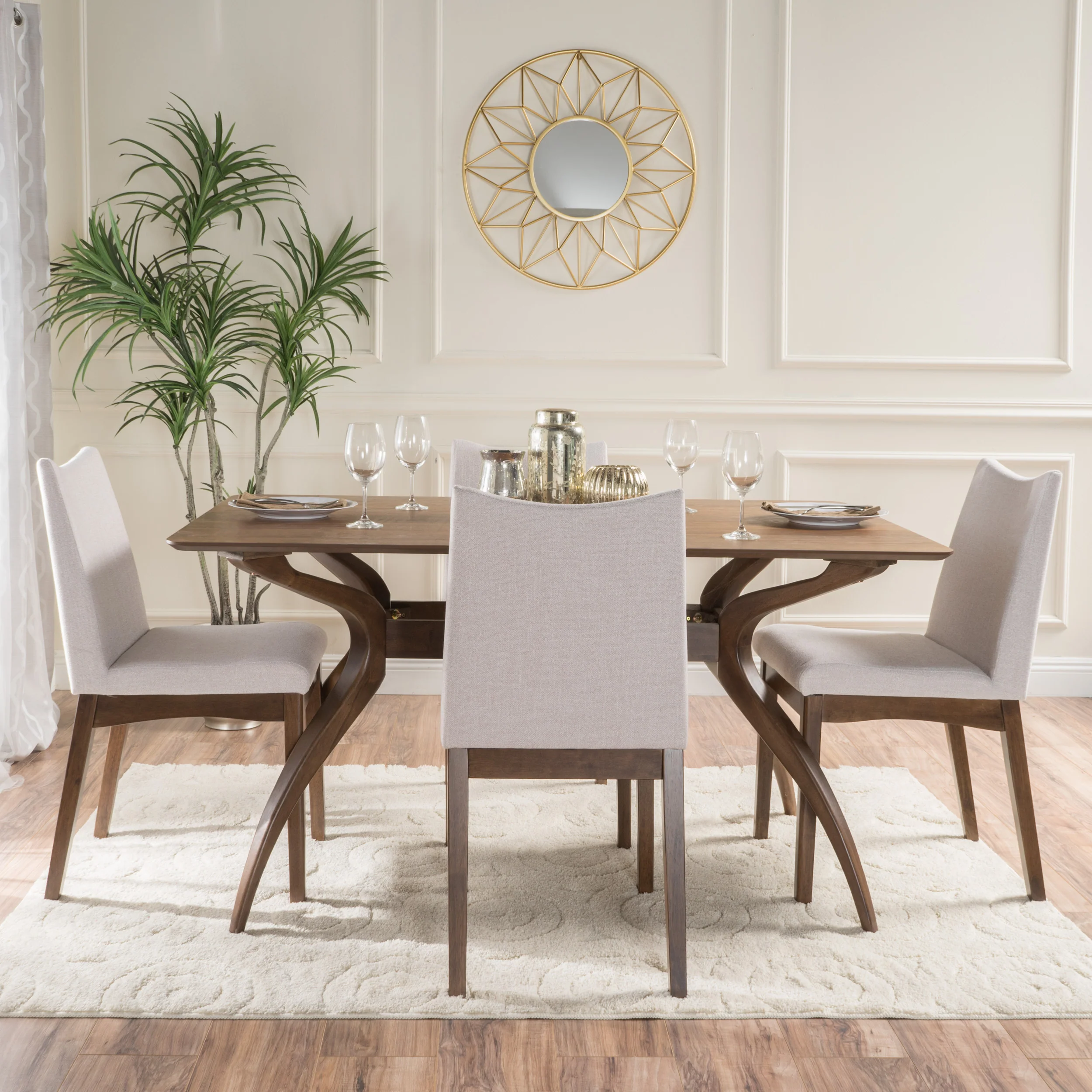 Gertrude Mid-Century Modern 4 Seater Dining Set - furnishings