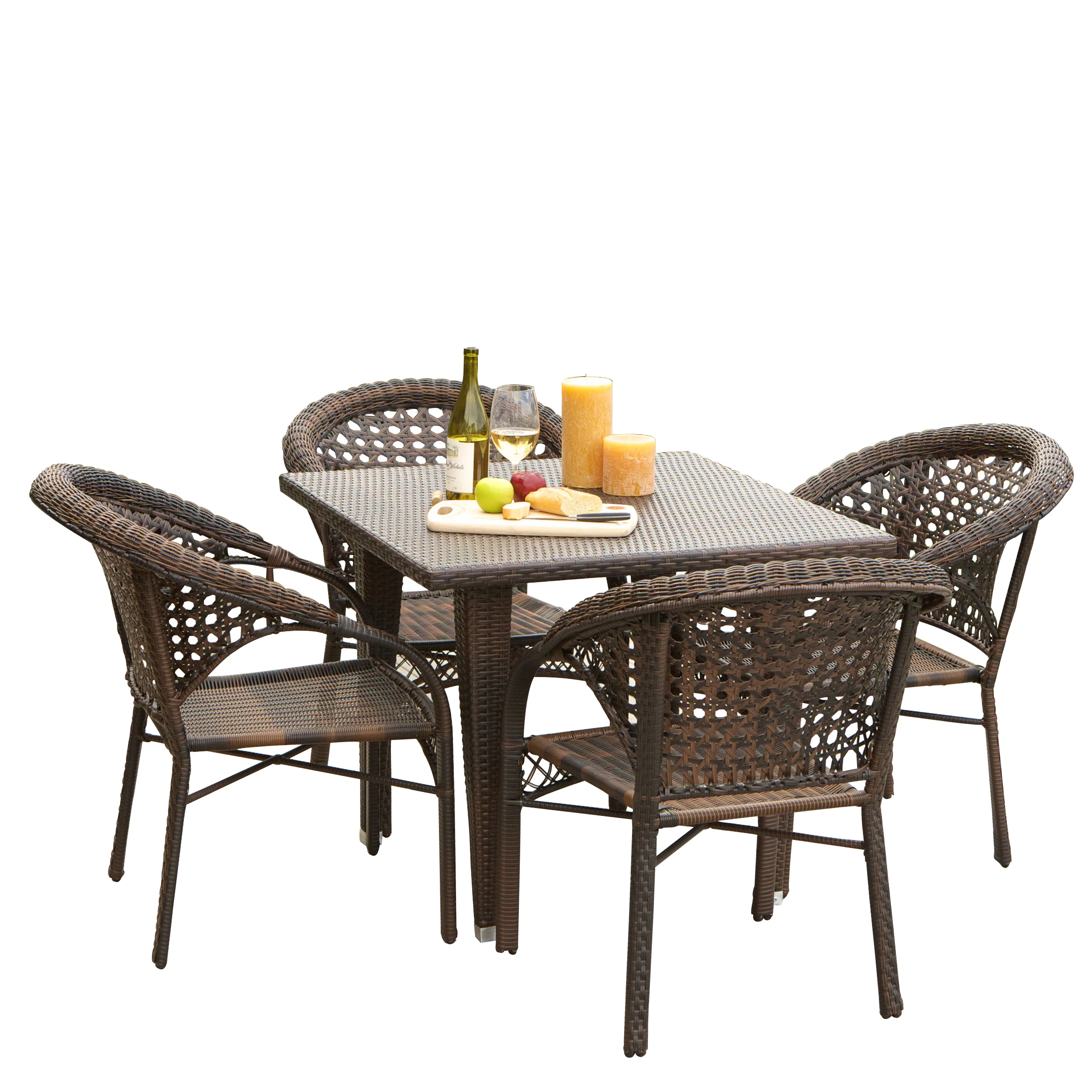 Louisiana 5-Piece Outdoor Wicker Dining Set - furnishings