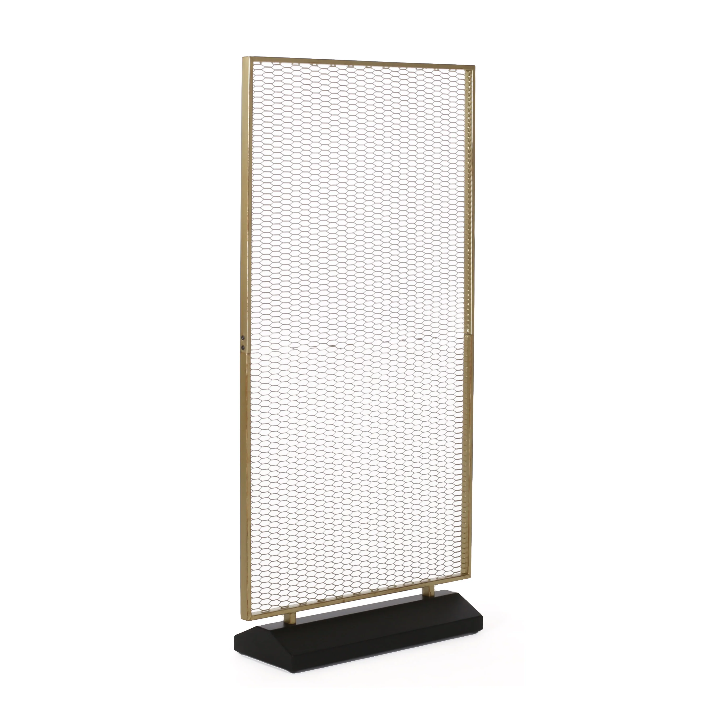 Jessamine Modern Mesh Room Divider, Gold Brushed Brown and Black - furnishings