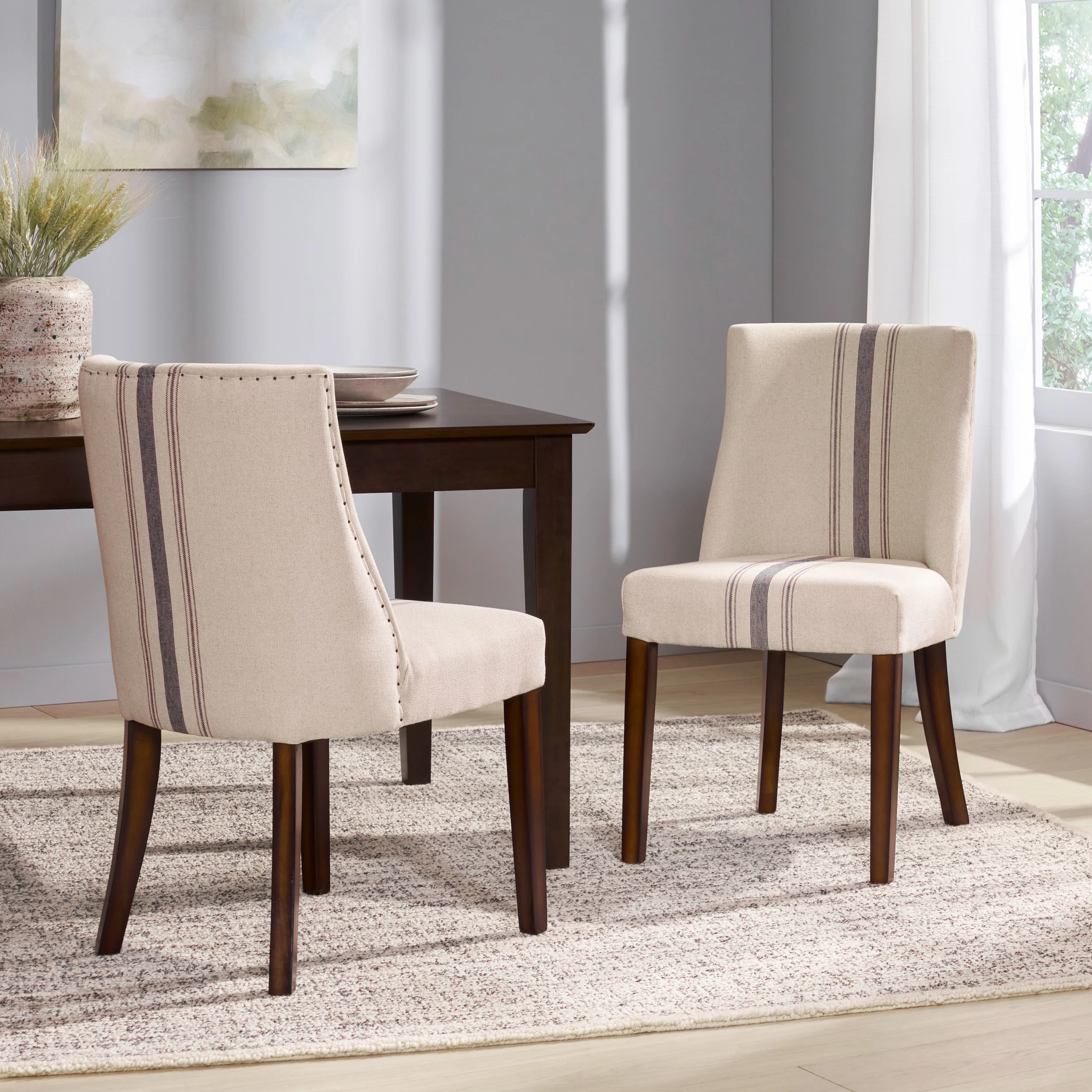 Rydel Stripe Fabric Dining Chairs (Set of 2) - furnishings