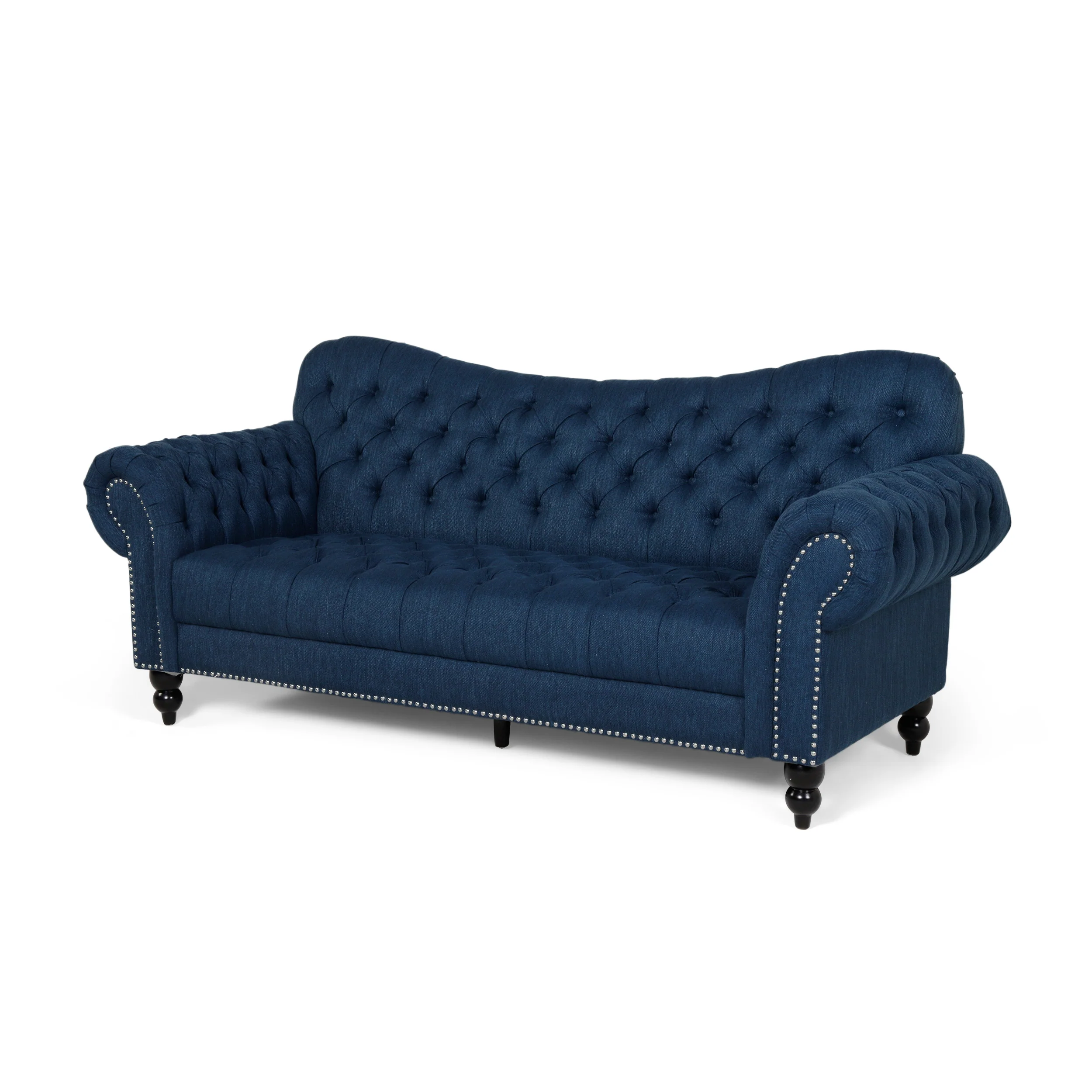 Emeric Chesterfield Button Tufted Fabric 3 Seater Sofa - furnishings