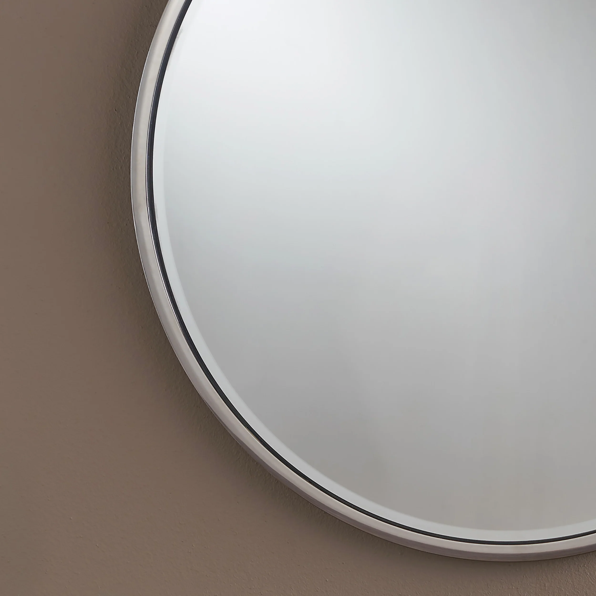 Nicole Modern Glam Round Silver Stainless Steel Wall Mirror - furnishings