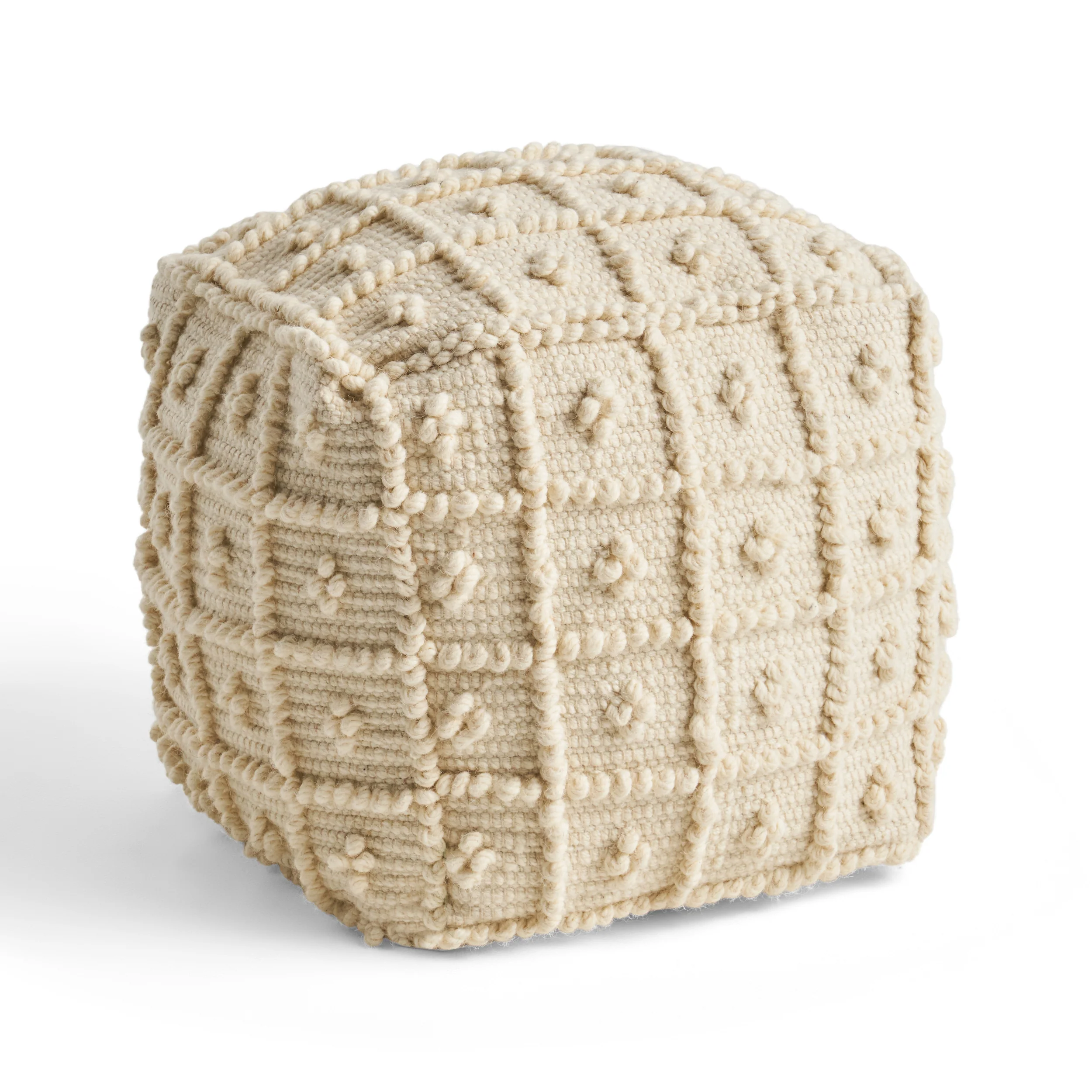Sarahbella Boho Wool and Cotton Ottoman Pouf - furnishings