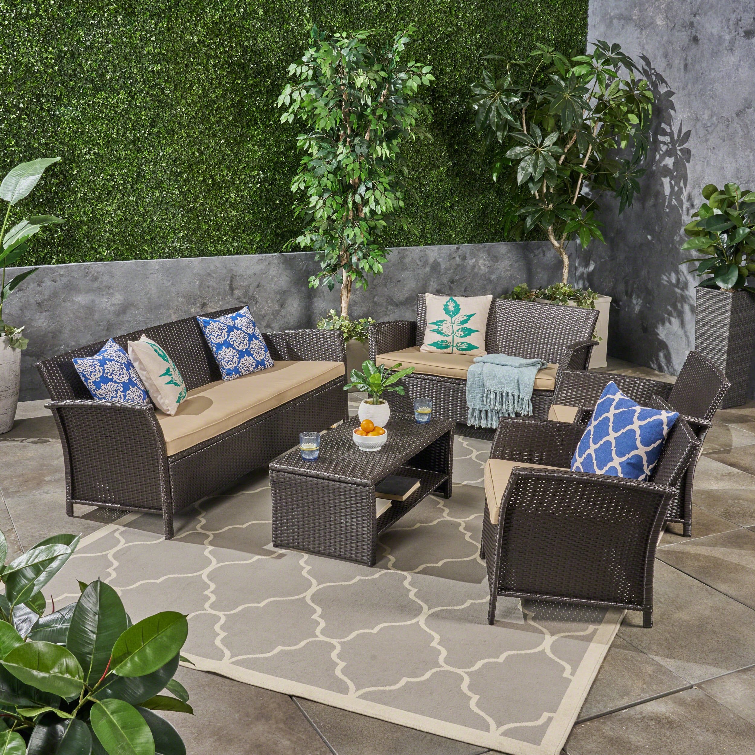 Lucia Outdoor 7 Seater Wicker Chat Set - furnishings