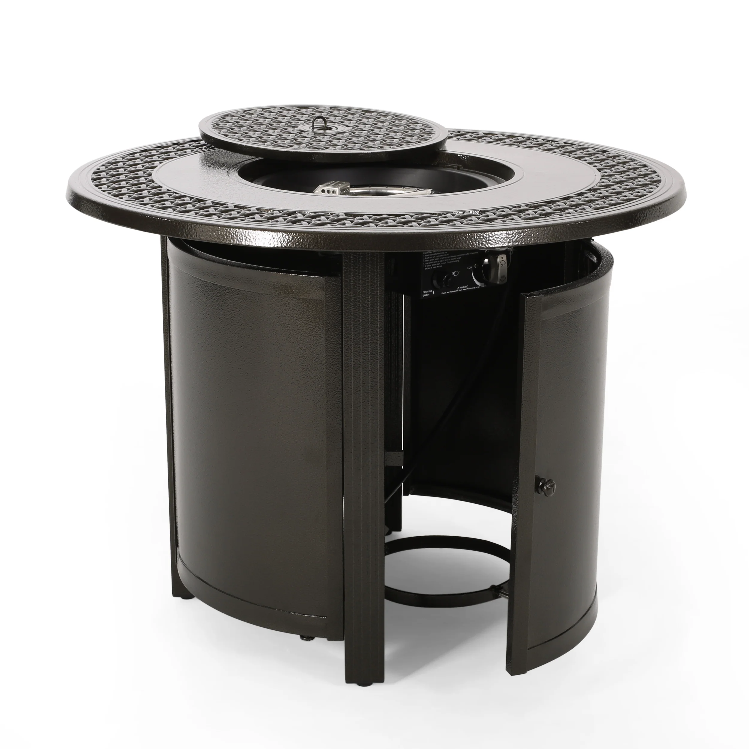 Maycol Round Aluminum Propane Fire Pit Table - furnishings