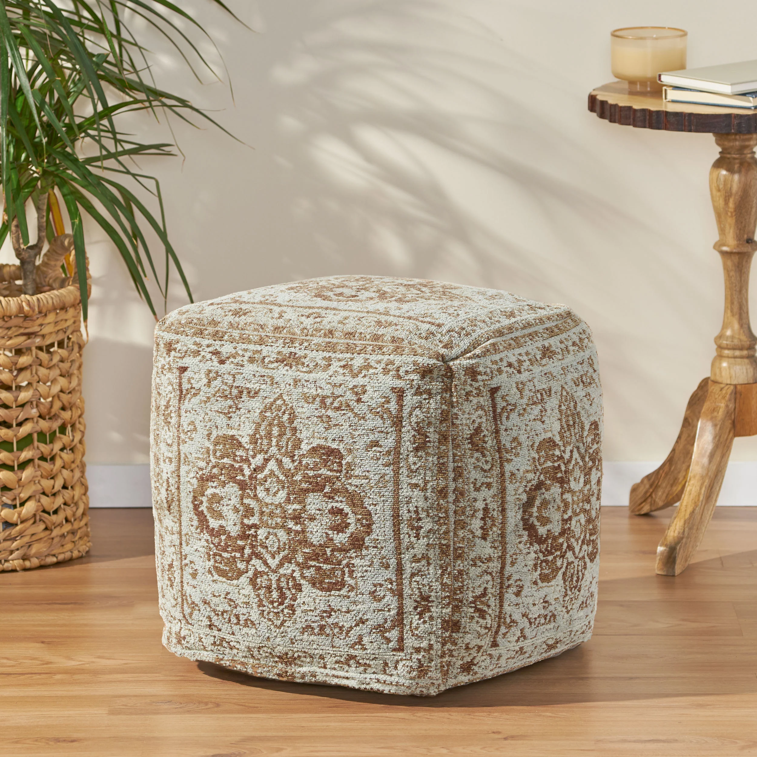 Bosco Hand Loomed Fabric Cube Pouf - furnishings