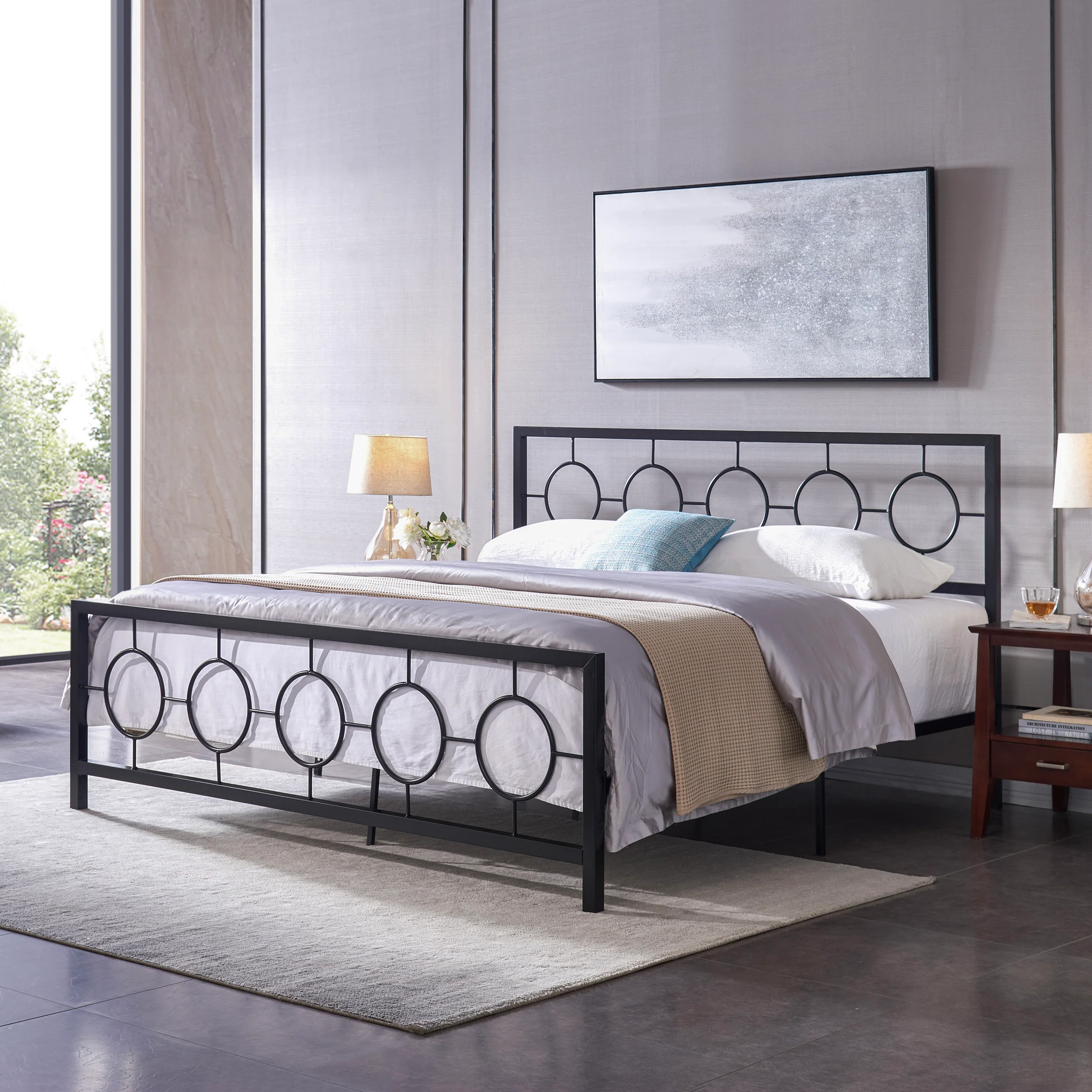 Doris Modern Iron King Bed - furnishings