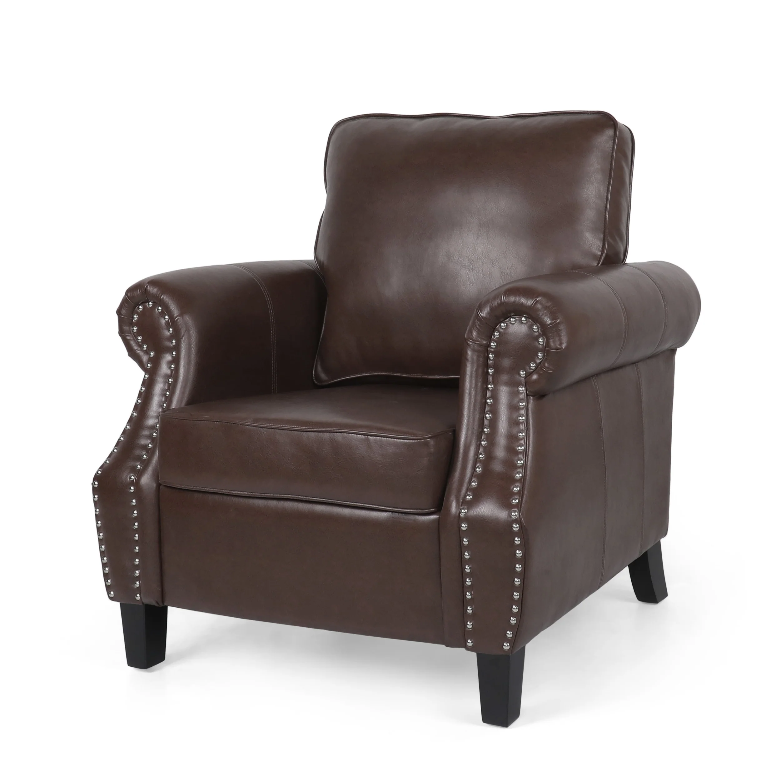 Burkehaven Contemporary Faux Leather Club Chair with Nailhead Trim - furnishings