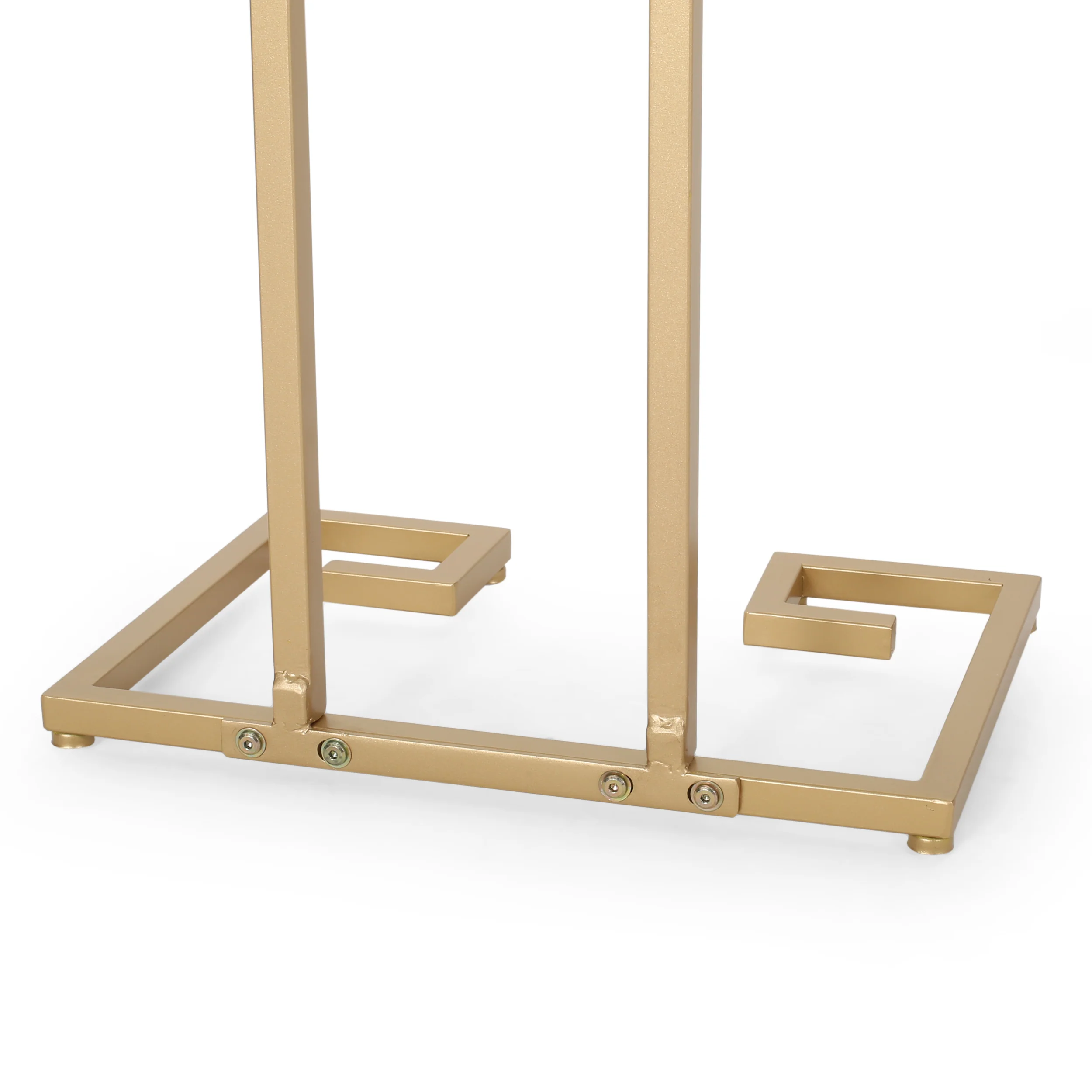 Ariade Modern Glam C Side Table, Set of 2, White and Champagne Gold - furnishings