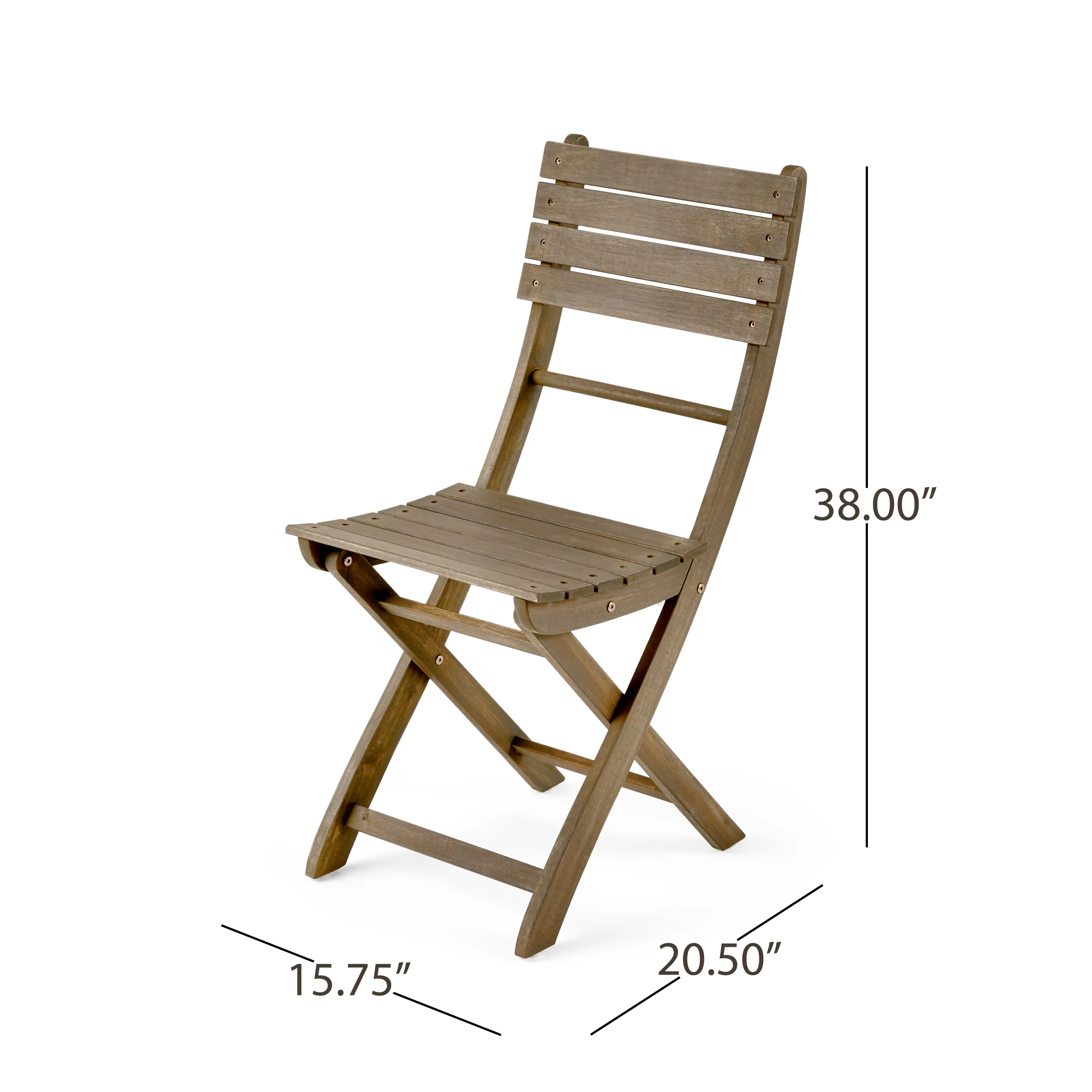 Sophia Outdoor 2 Seater Half-Round Acacia Wood Bistro Table Set with Folding Chairs - furnishings