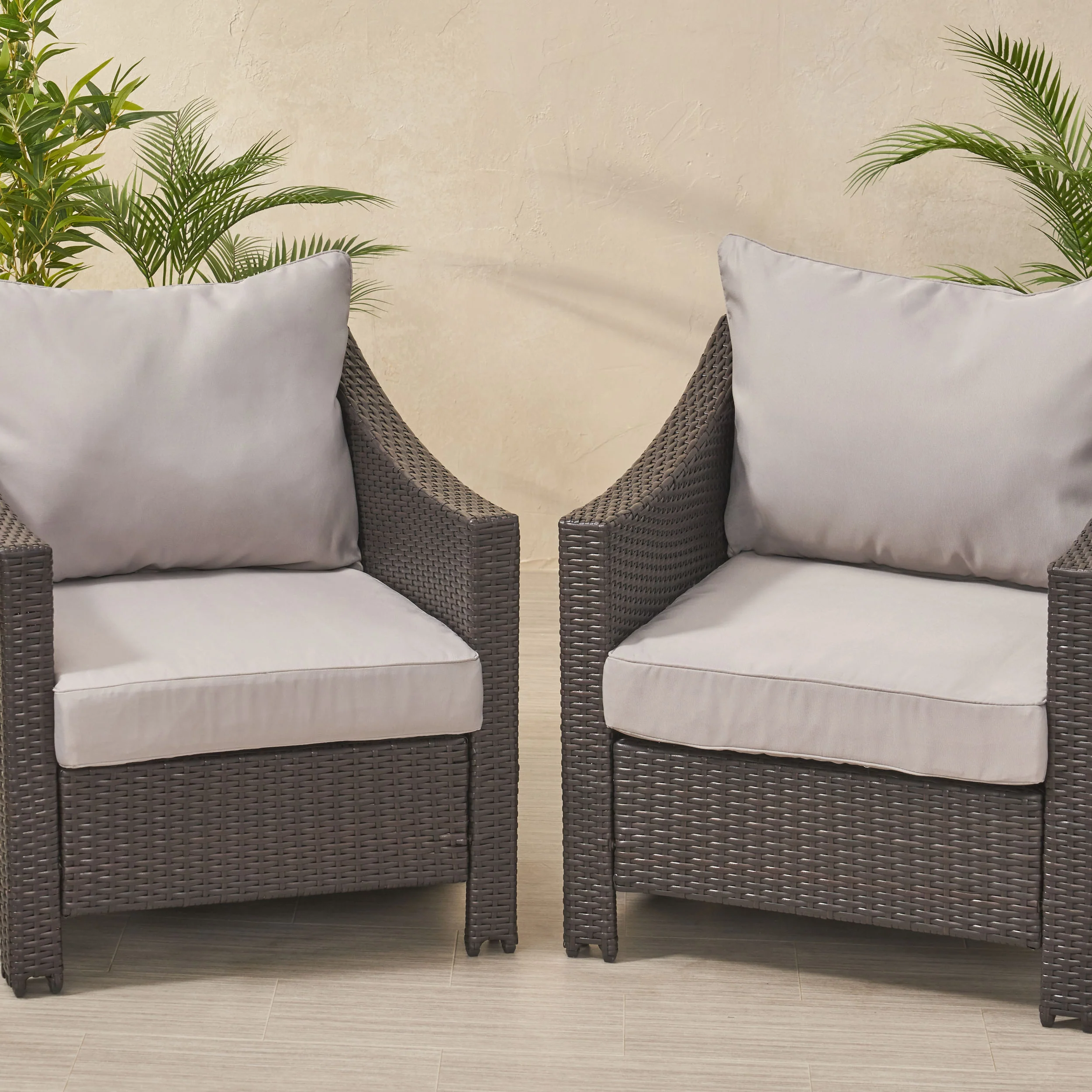 Luciella Outdoor Water Resistant Fabric Club Chair Cushions with Piping (Set of 2) - furnishings