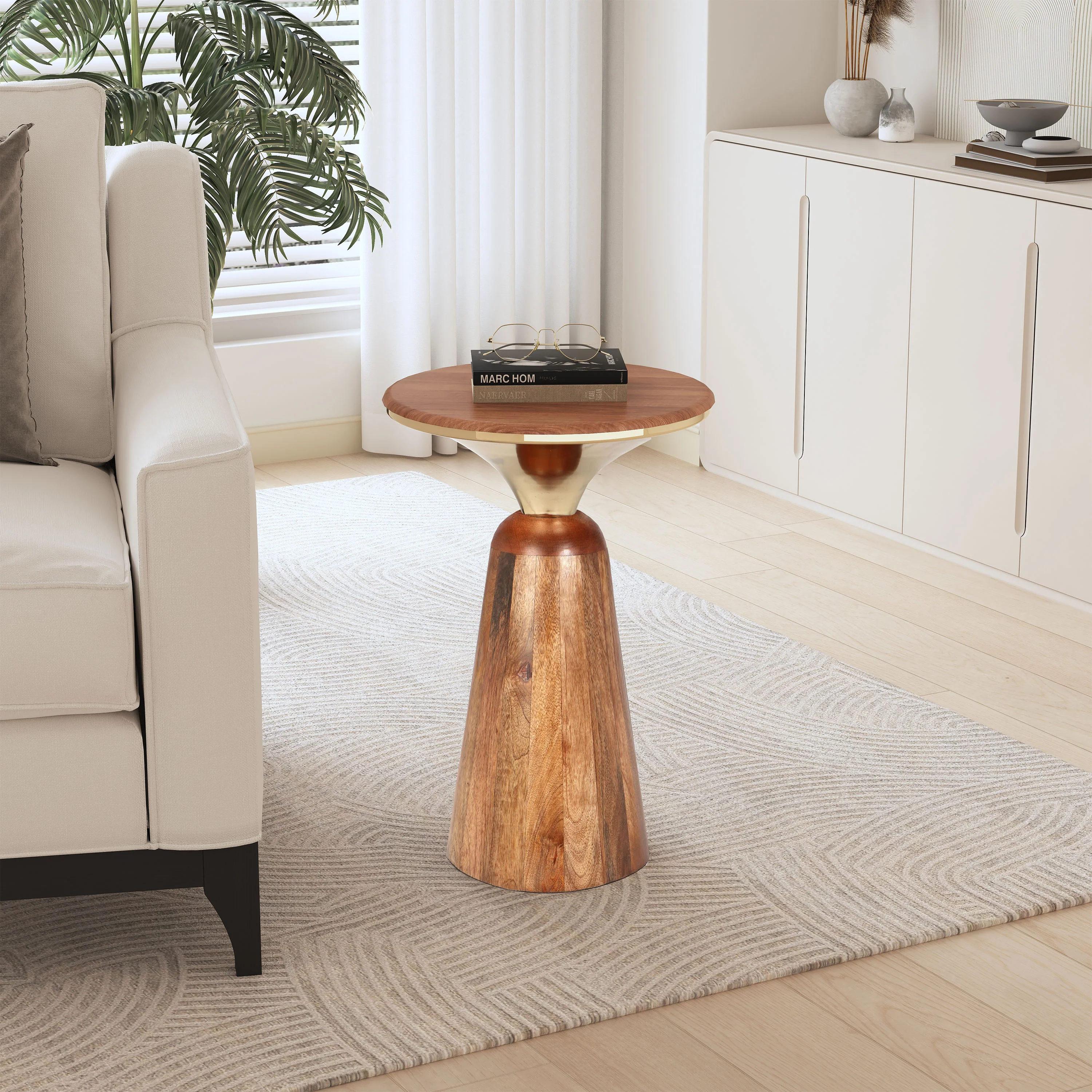 Ardene Luxury Round Pedestal Side End Table - furnishings