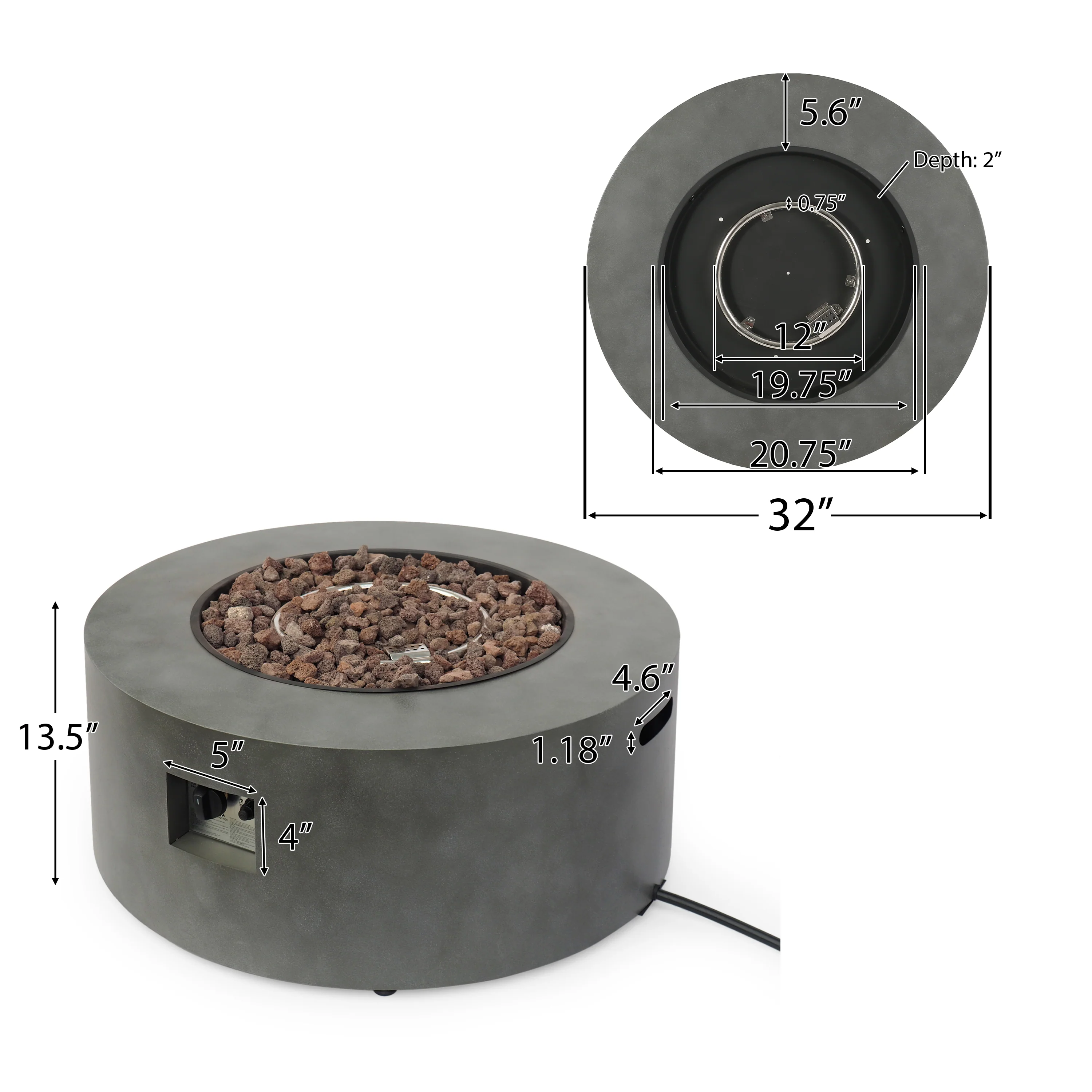 Jasmine Outdoor 40,000 BTU Circular Fire Pit (No Tank Holder) - furnishings