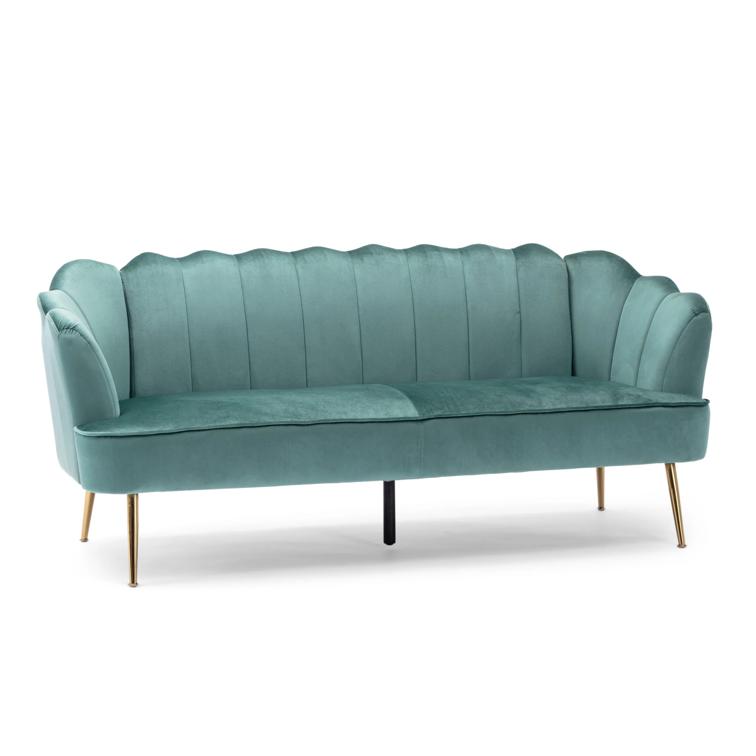 Ohnstad Modern Glam Velvet Channel Stitch 3 Seater Shell Sofa - furnishings