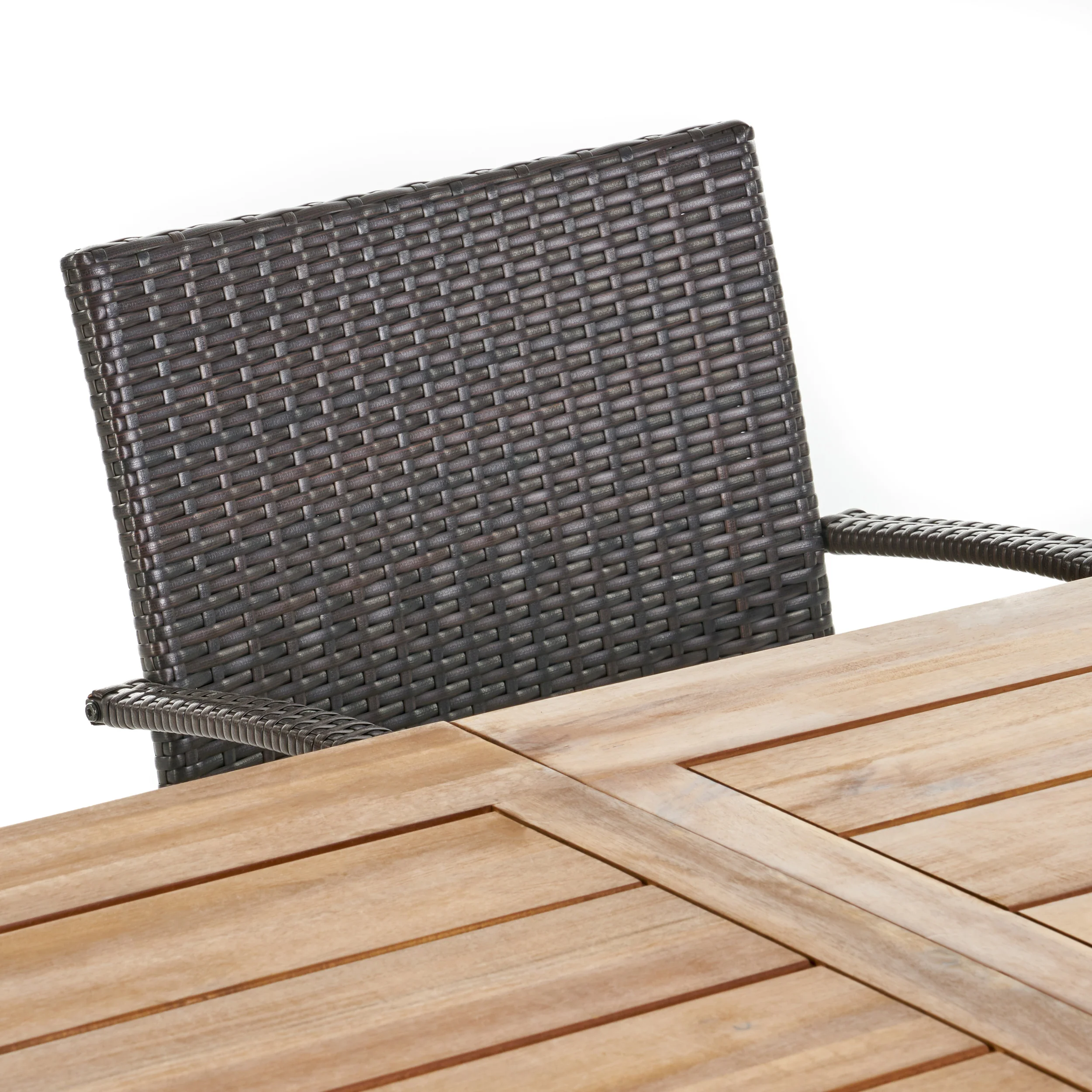 Belen Outdoor 6 Piece Teak Finished Acacia Wood Dining Set with Dining Chairs - furnishings