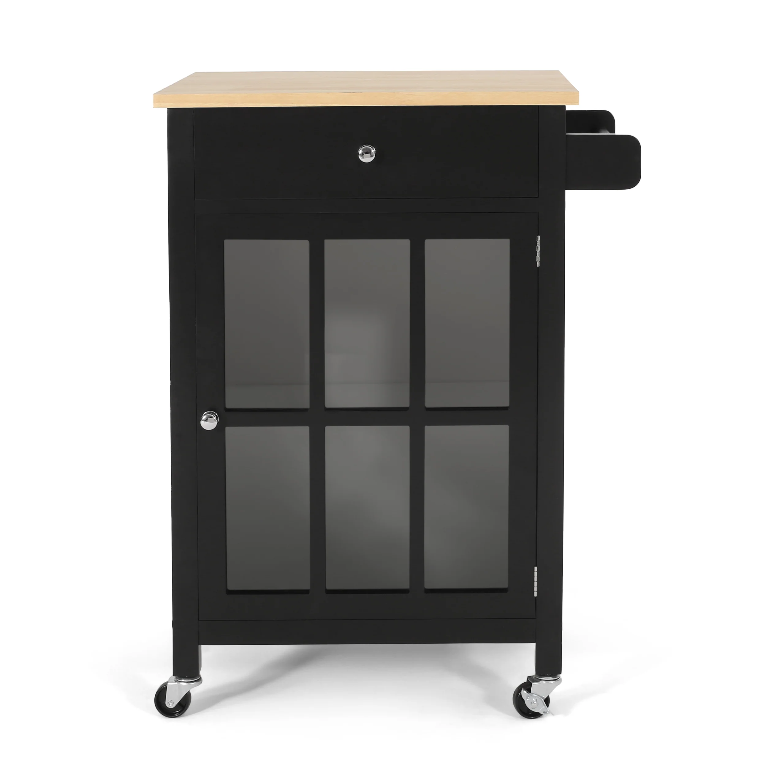 Medway Contemporary Glass Paneled Kitchen Cart - furnishings