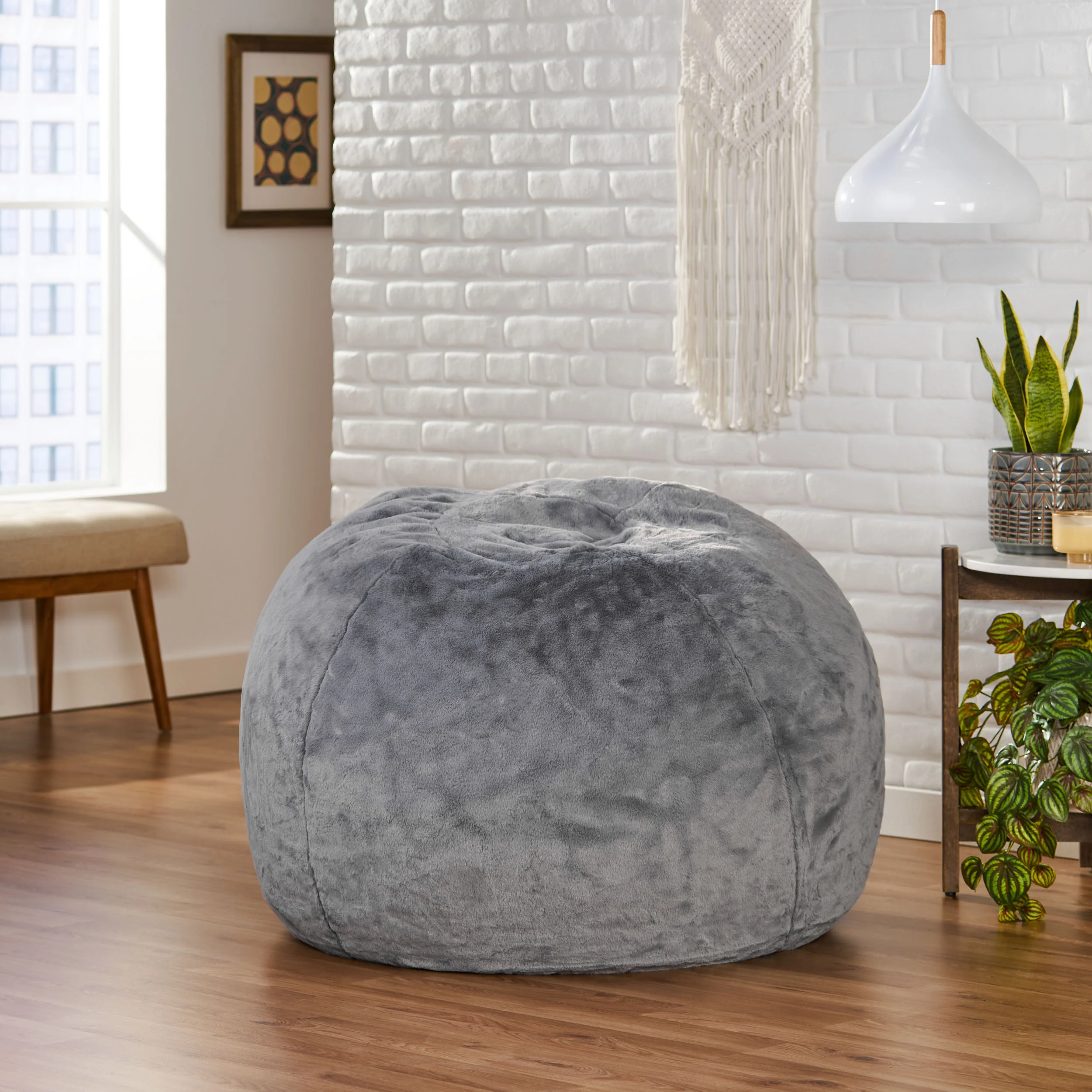 McCoy Modern Glam 3 Foot Faux Fur Bean Bag - furnishings