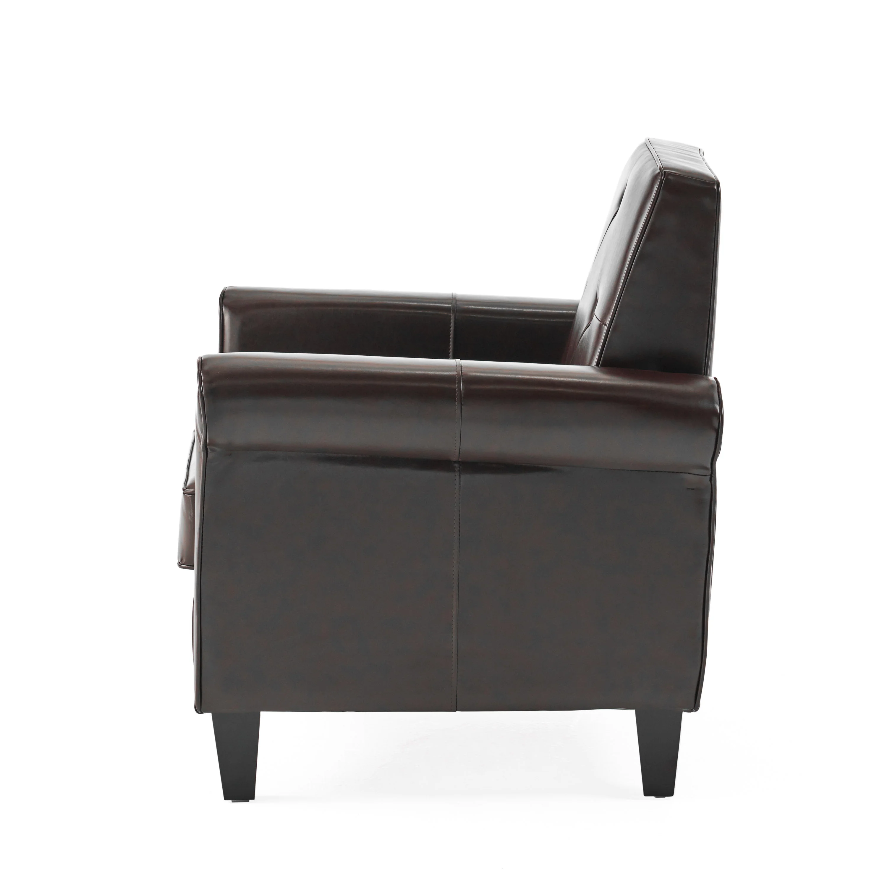 Barzini Brown Leather Club Chair - furnishings