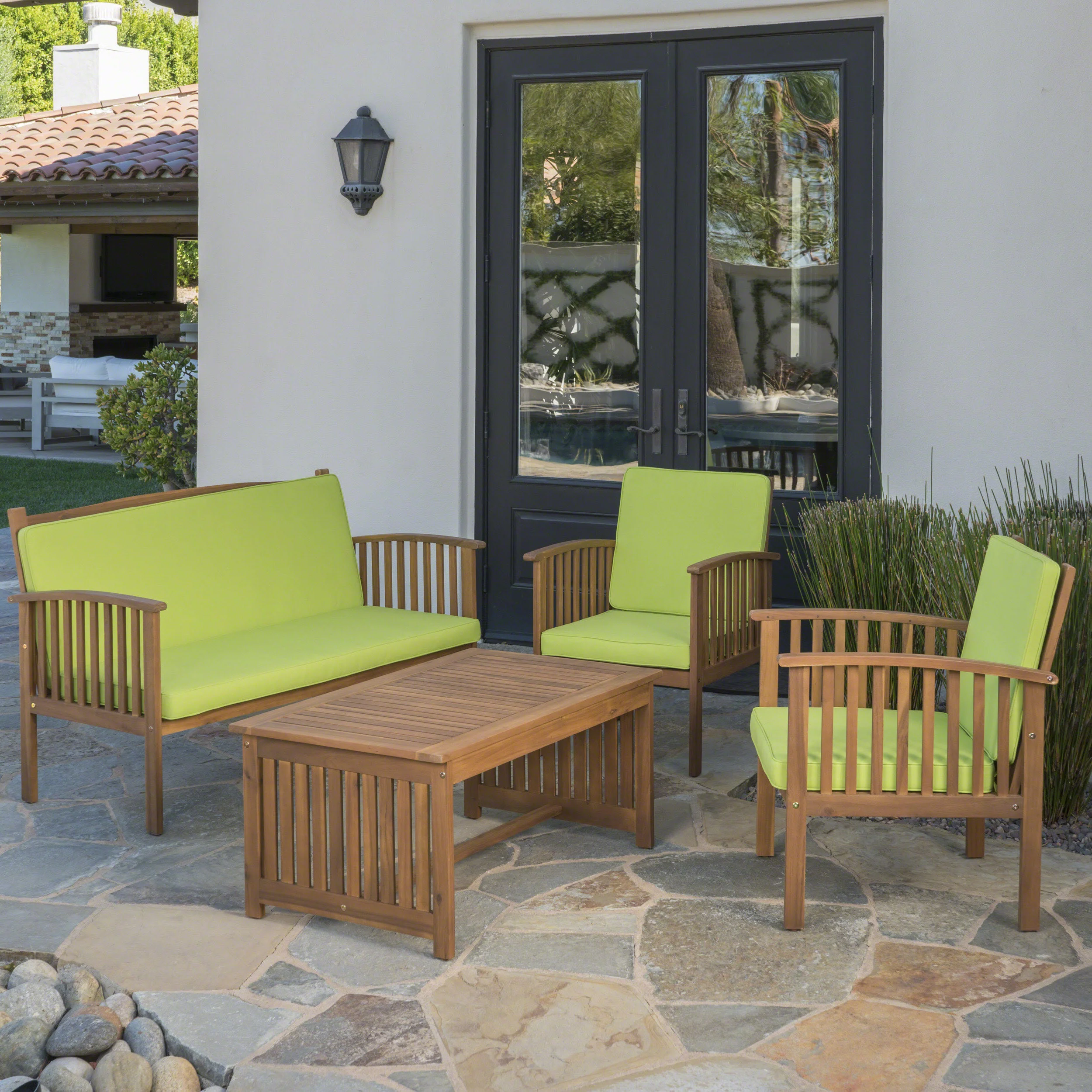 Cape Town Acacia Wood Outdoor Sofa Set - furnishings