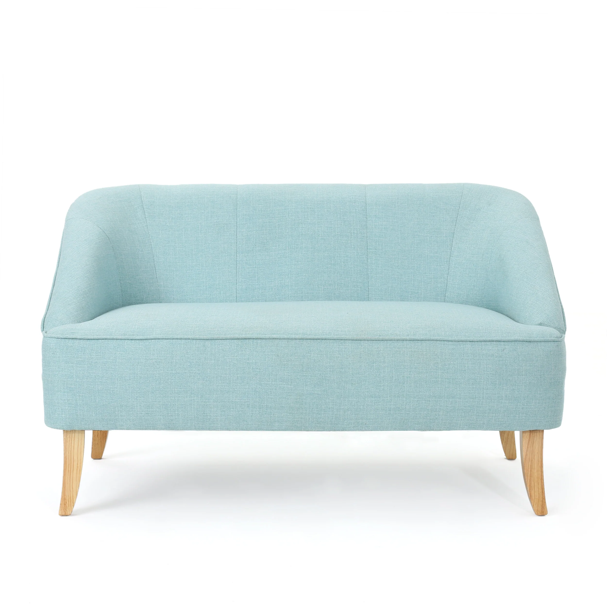 Jasper Mid-Century Modern Fabric Upholstered Shell Loveseat w/ Channel Stitching - furnishings
