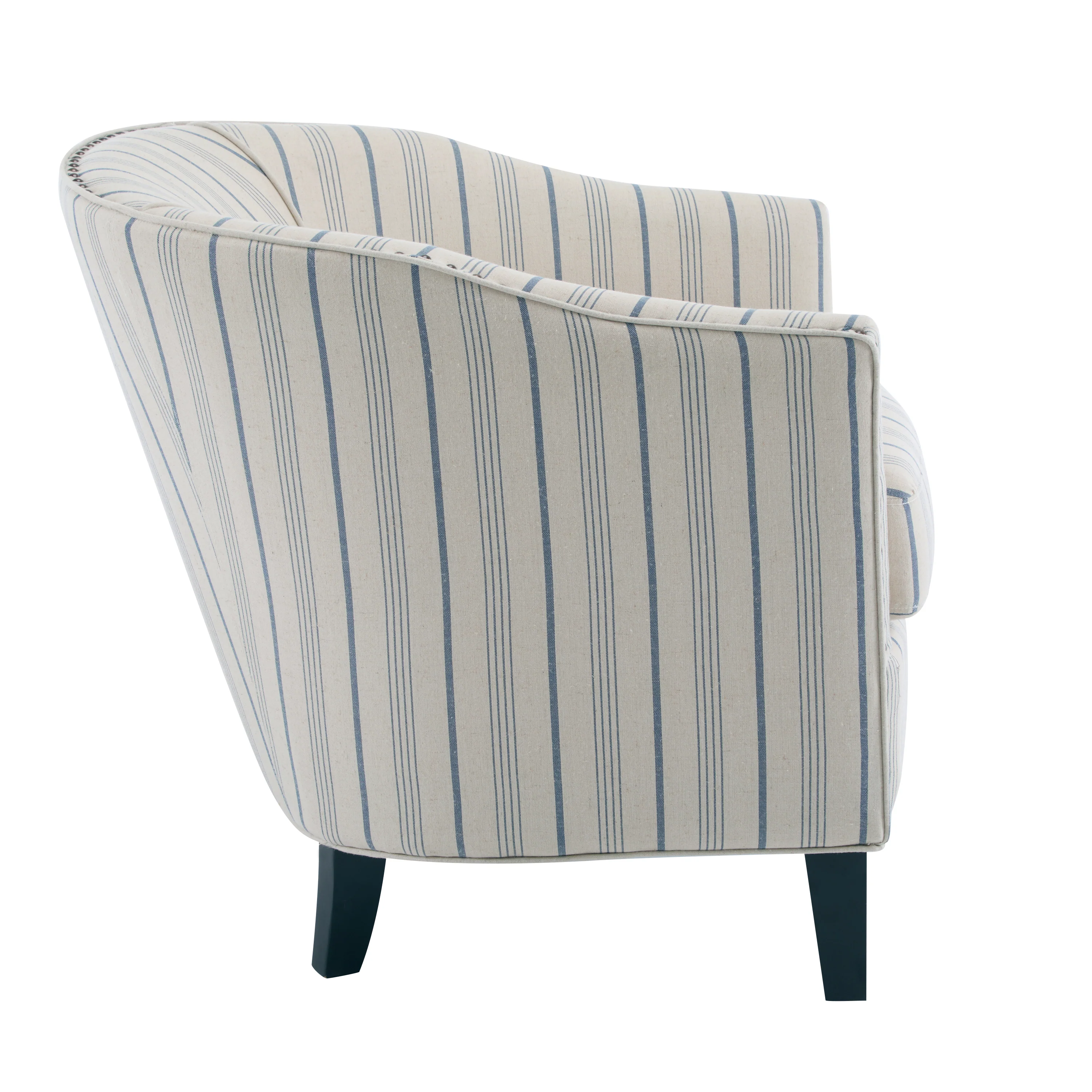 Hawthorne Beige and Blue Stripe Fabric Arm Chair (Set of 1) - furnishings
