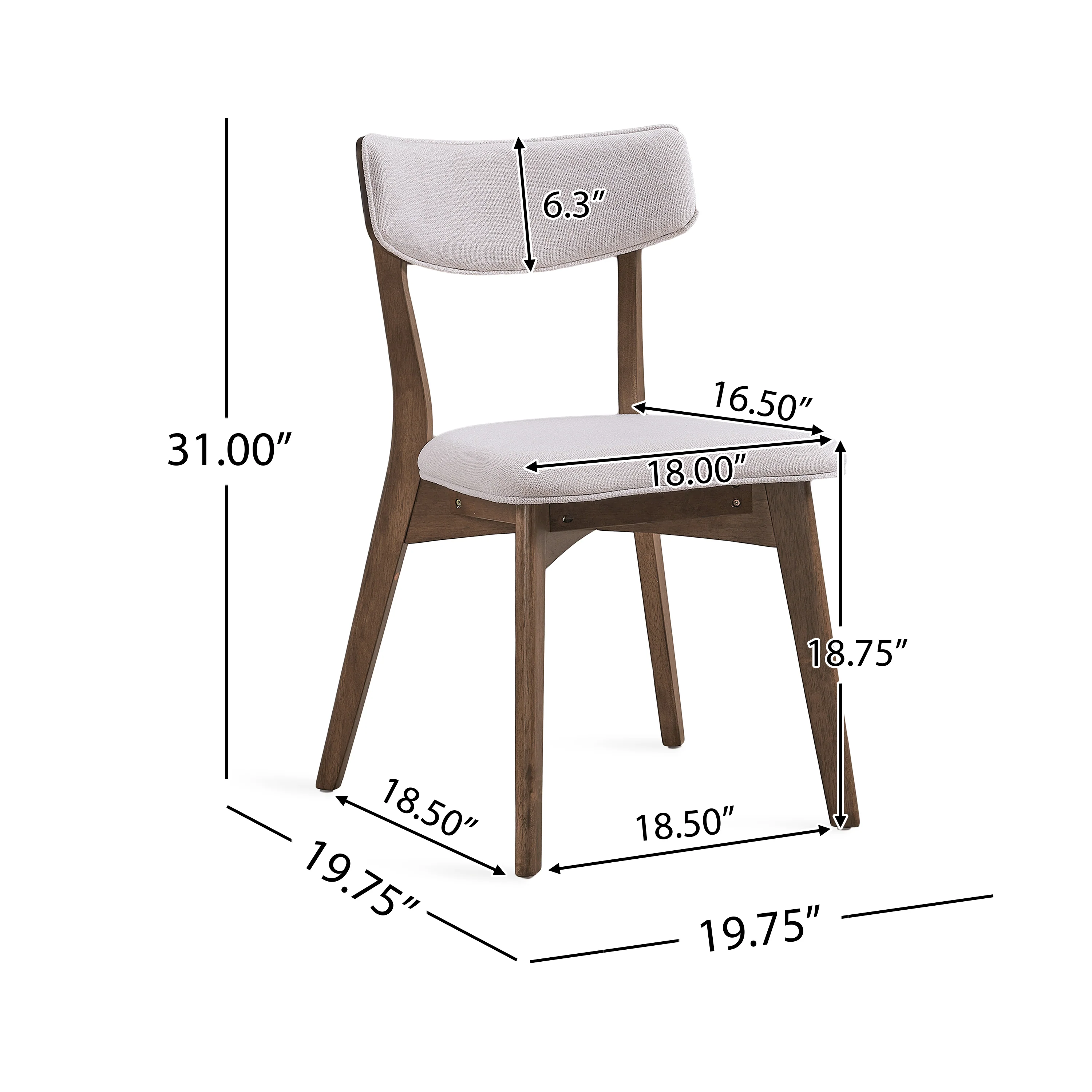 Meanda Mid Century Finished 5 Piece Wood Dining Set with Fabric Chairs - furnishings