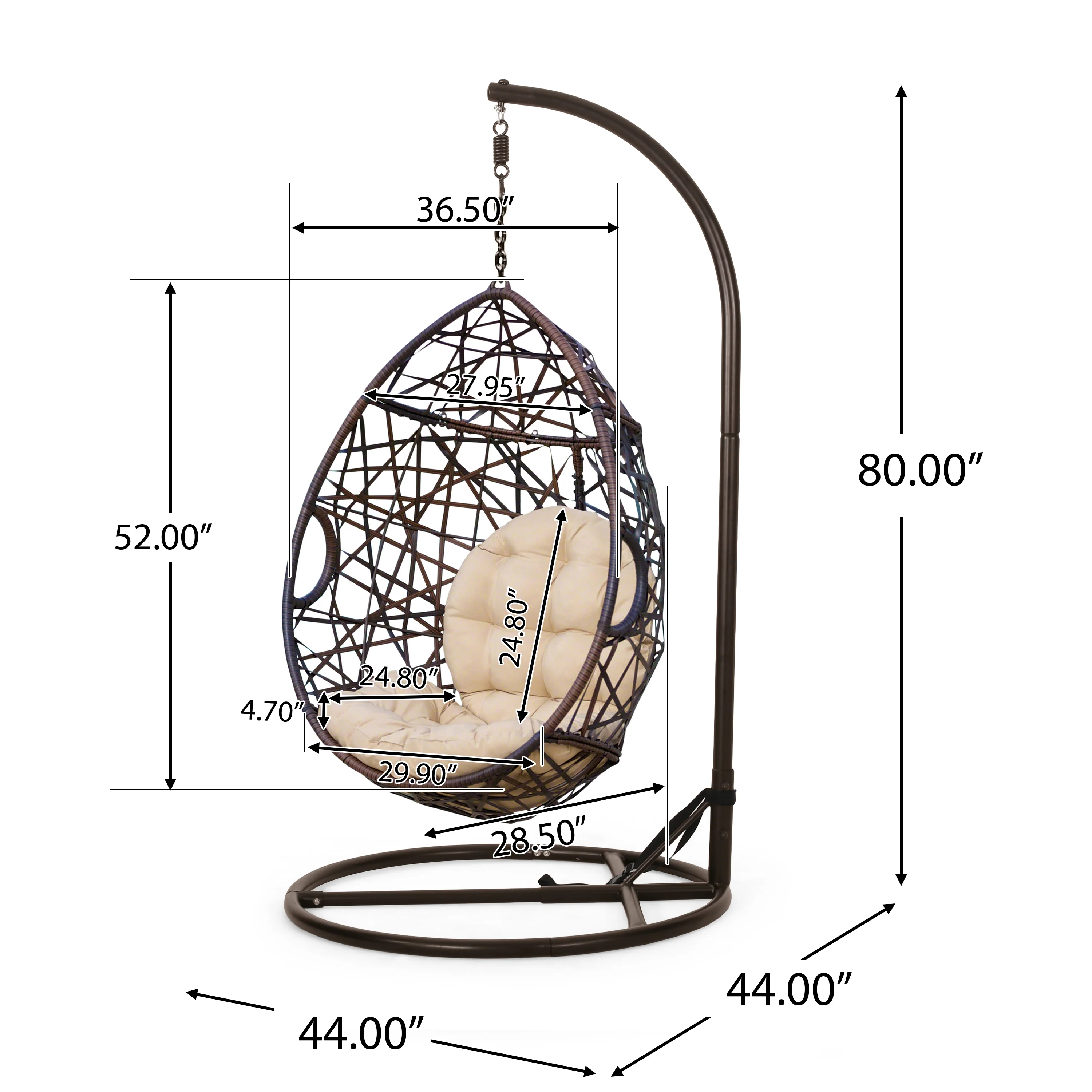 Berkley Outdoor Wicker Hanging Teardrop / Egg Chair - furnishings