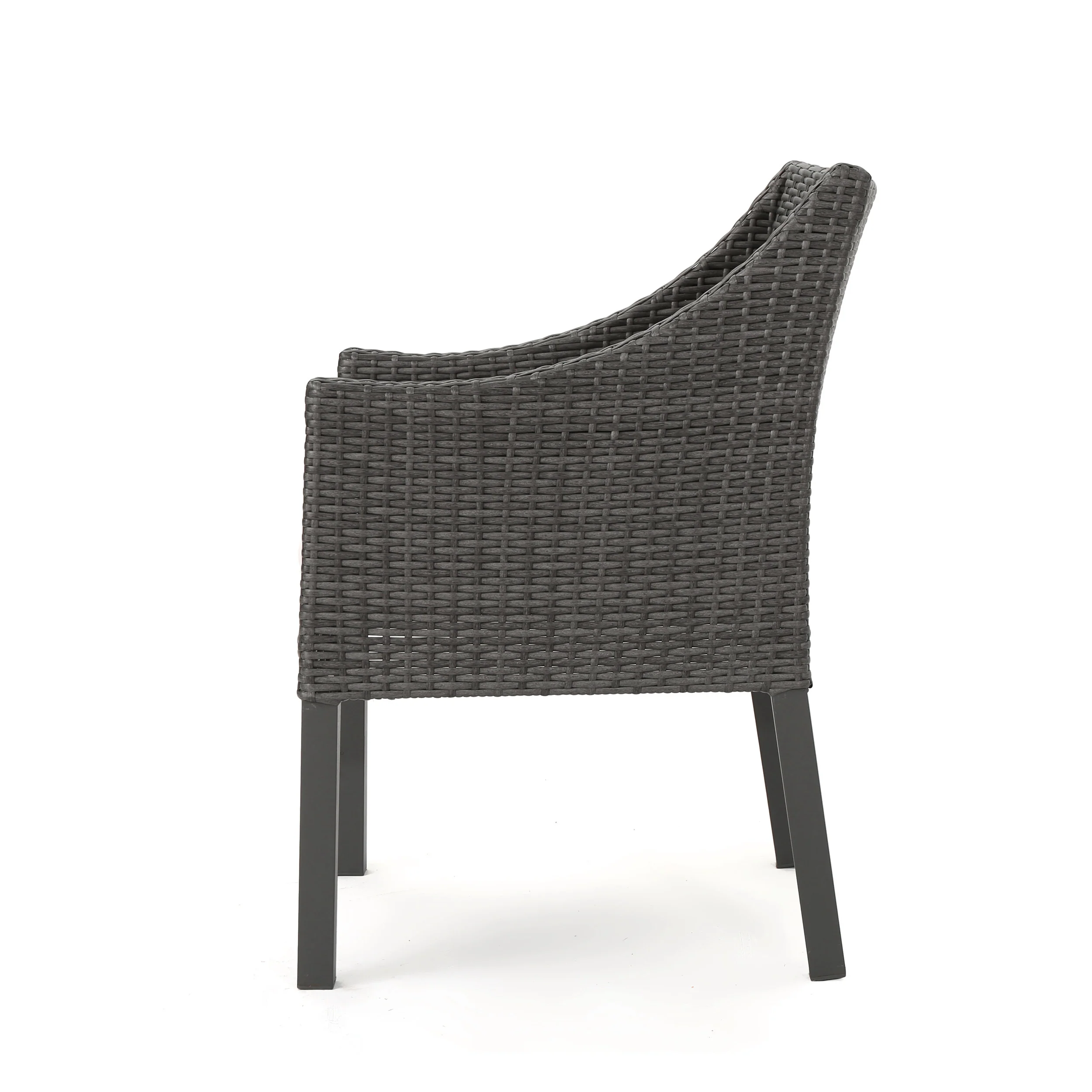 Pettit Outdoor 7 Piece Wood and Wicker Dining Set, Gray Finish and Gray - furnishings
