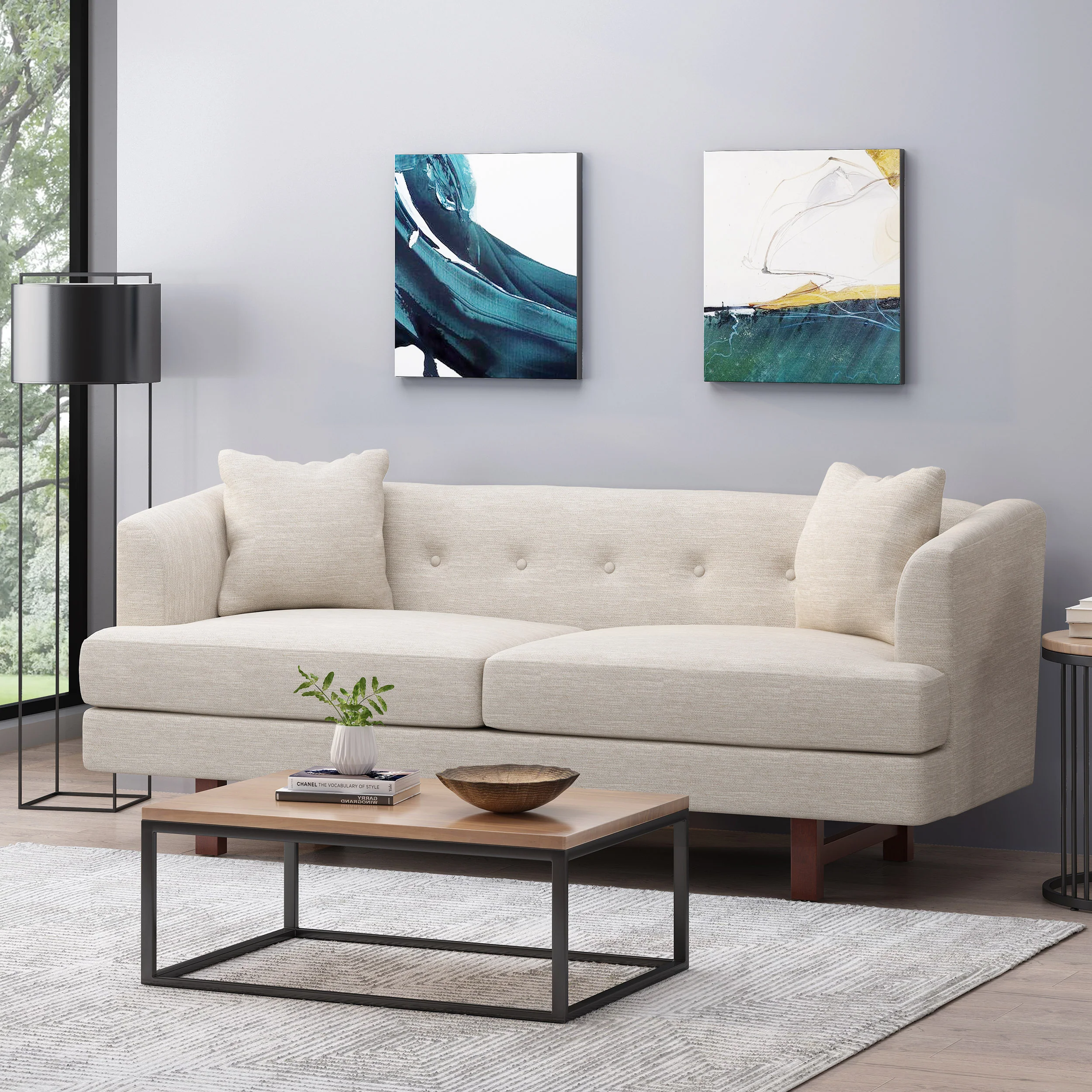 Sparks Mid-Century Modern Upholstered 3 Seater Sofa - furnishings