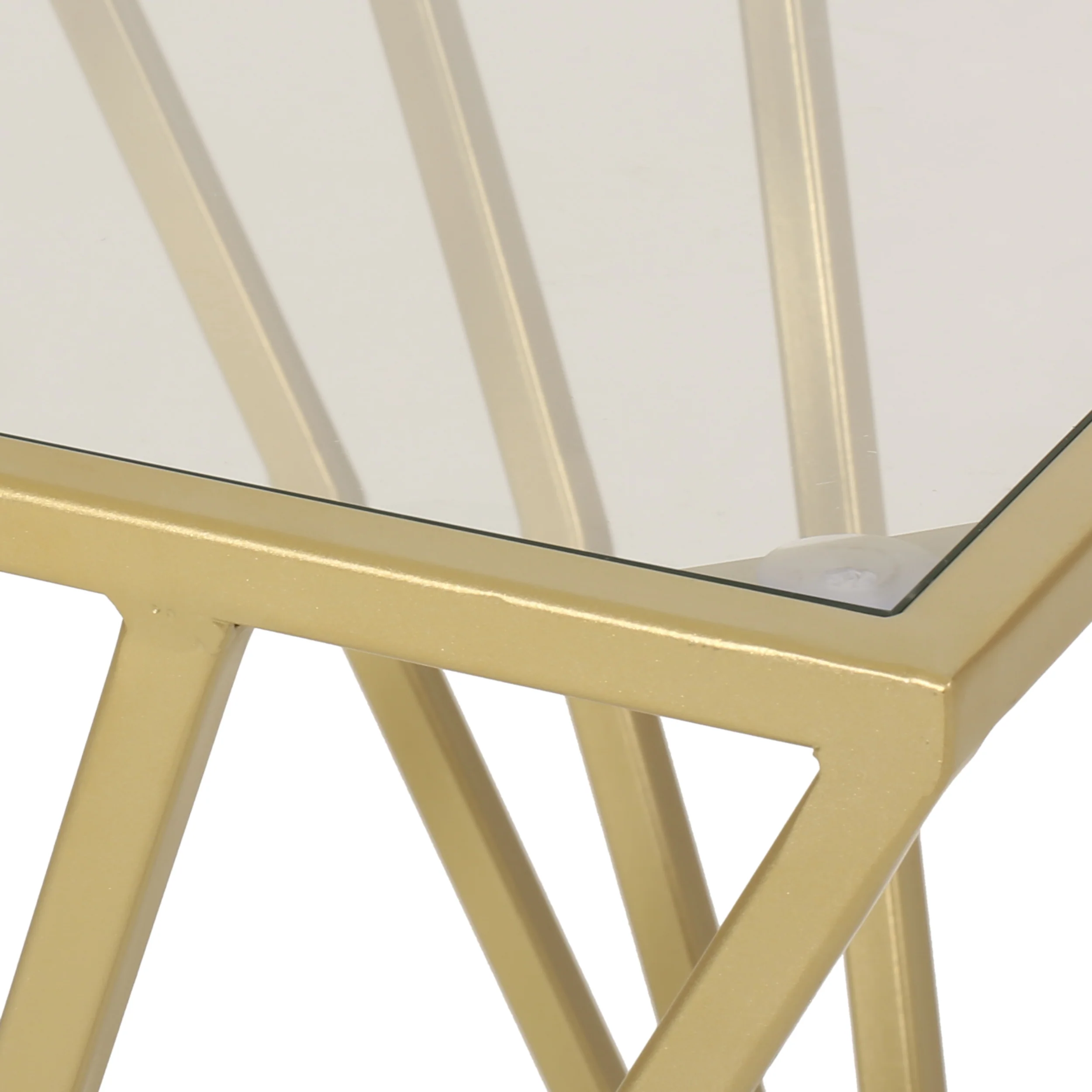 Raintree Modern Glam Glass Top End Table, Champagne Gold - furnishings