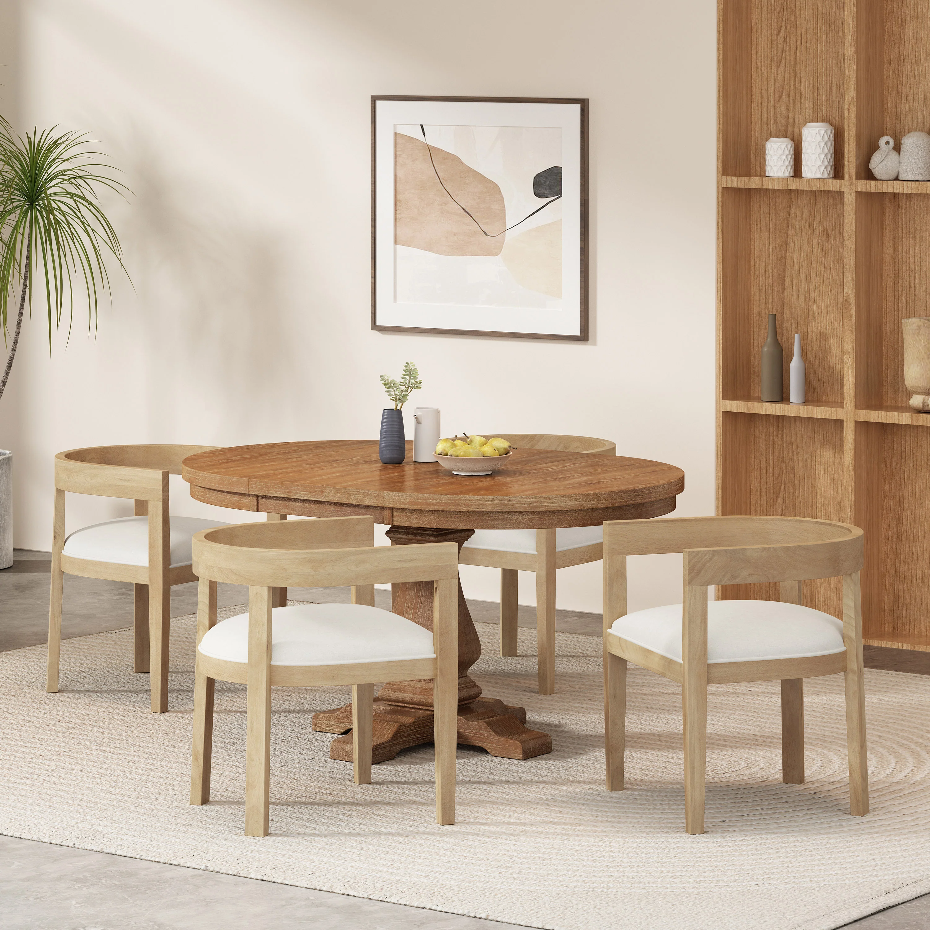Ladieu Fabric Upholstered Wood 5 Piece Dining Set - furnishings