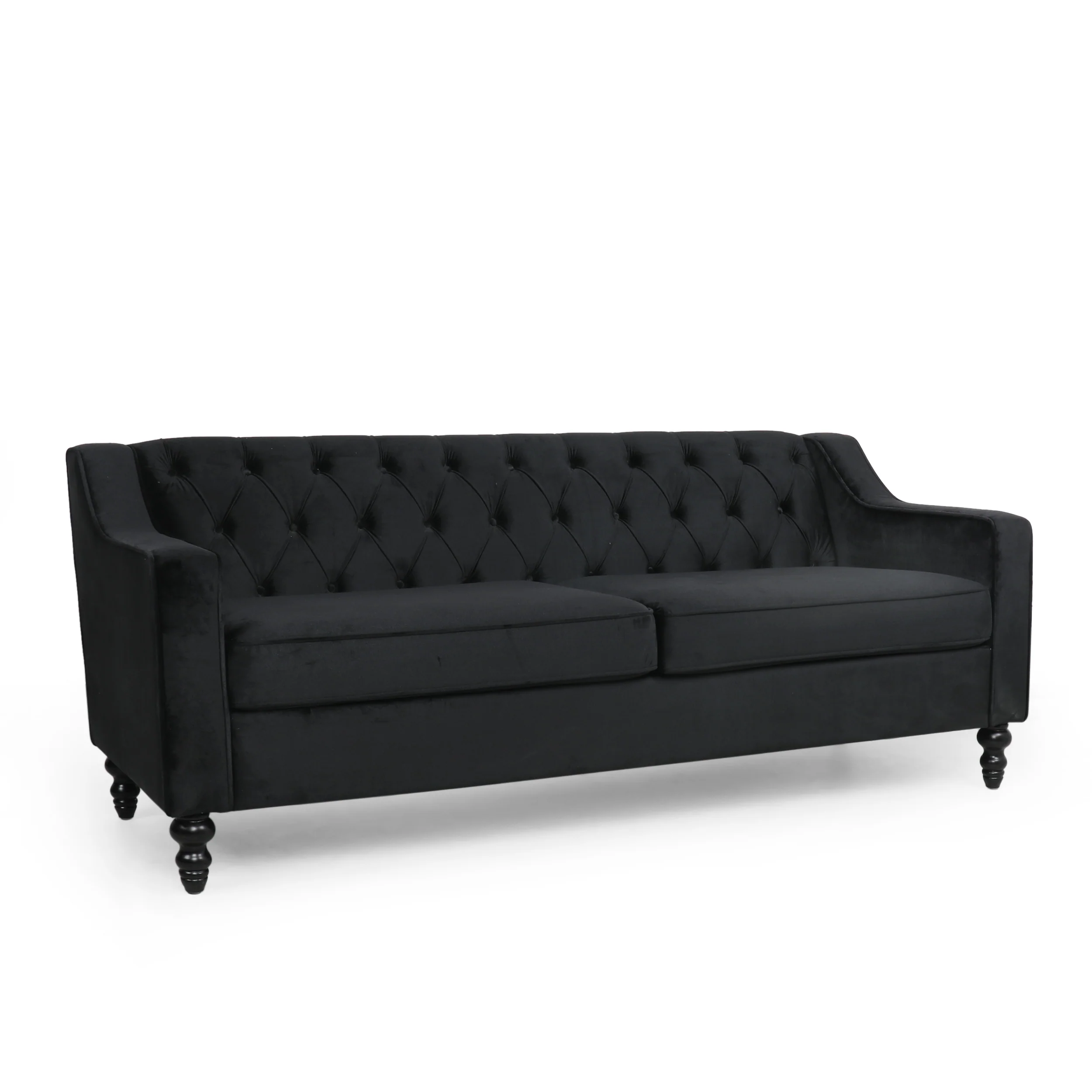 Jameer Modern Glam Tufted Velvet 3 Seater Sofa - furnishings