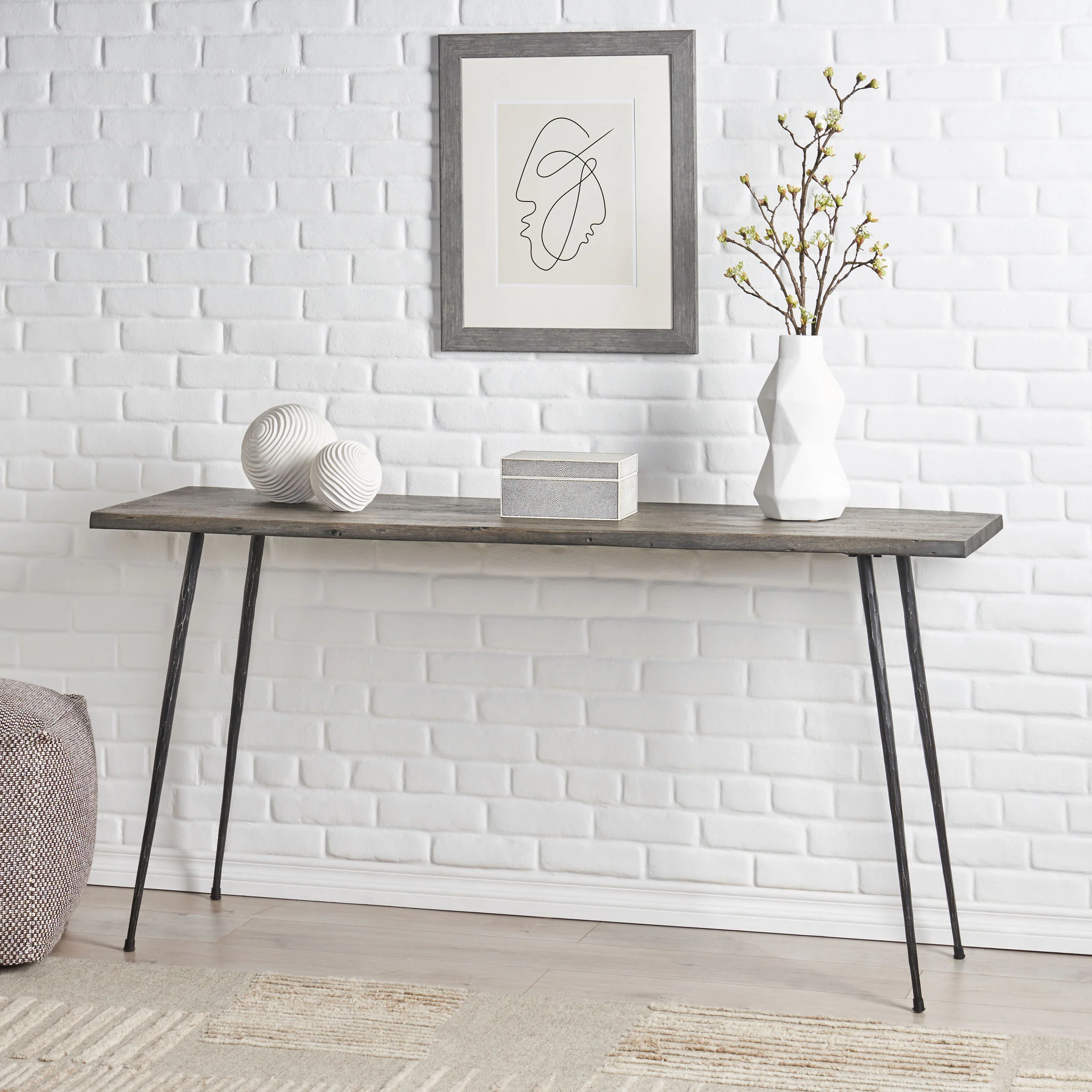 Hamer Handcrafted Modern Industrial Acacia Wood Console Table - furnishings