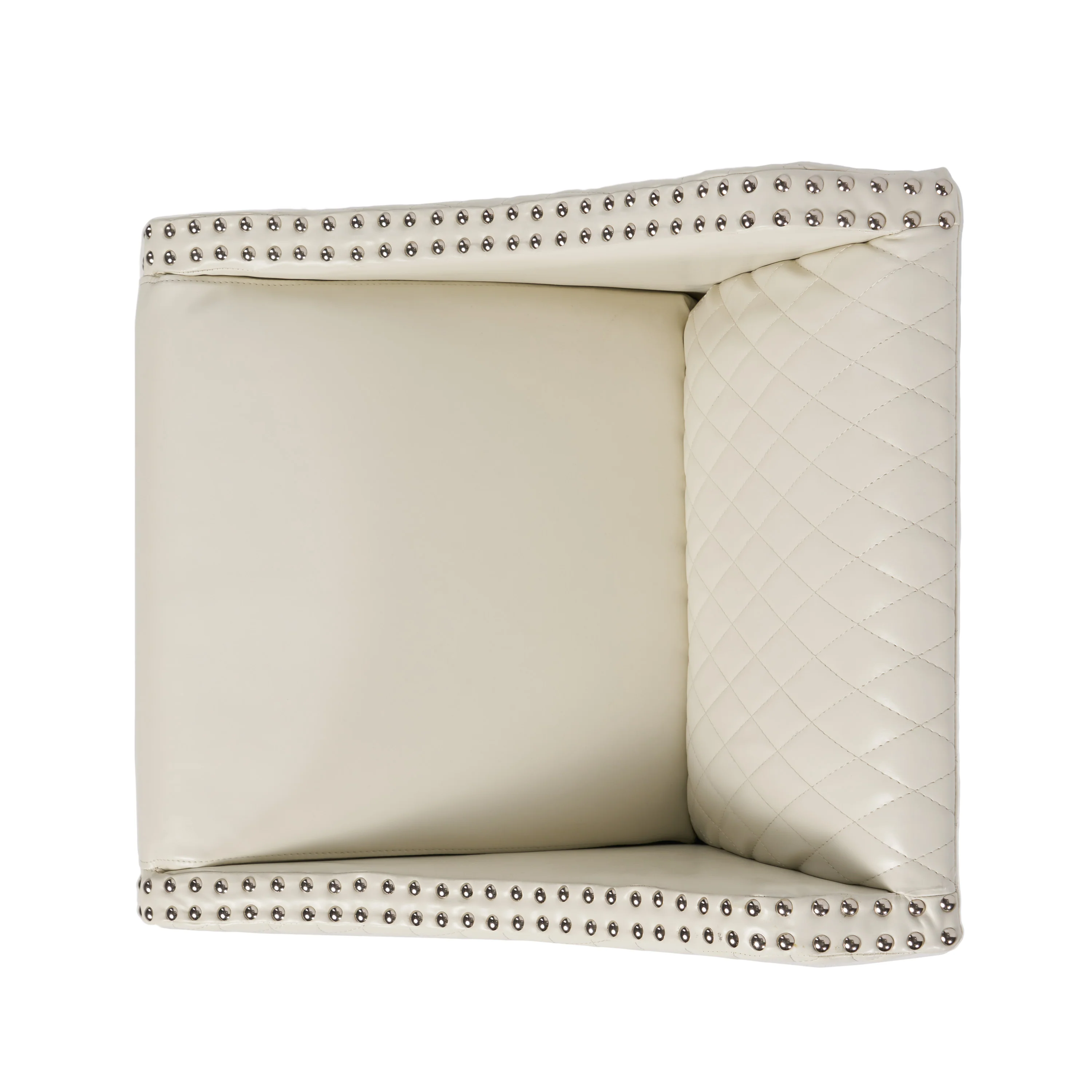 Filton Contemporary Quilted Ivory Leather Counterstool with Nailhead Accents - furnishings