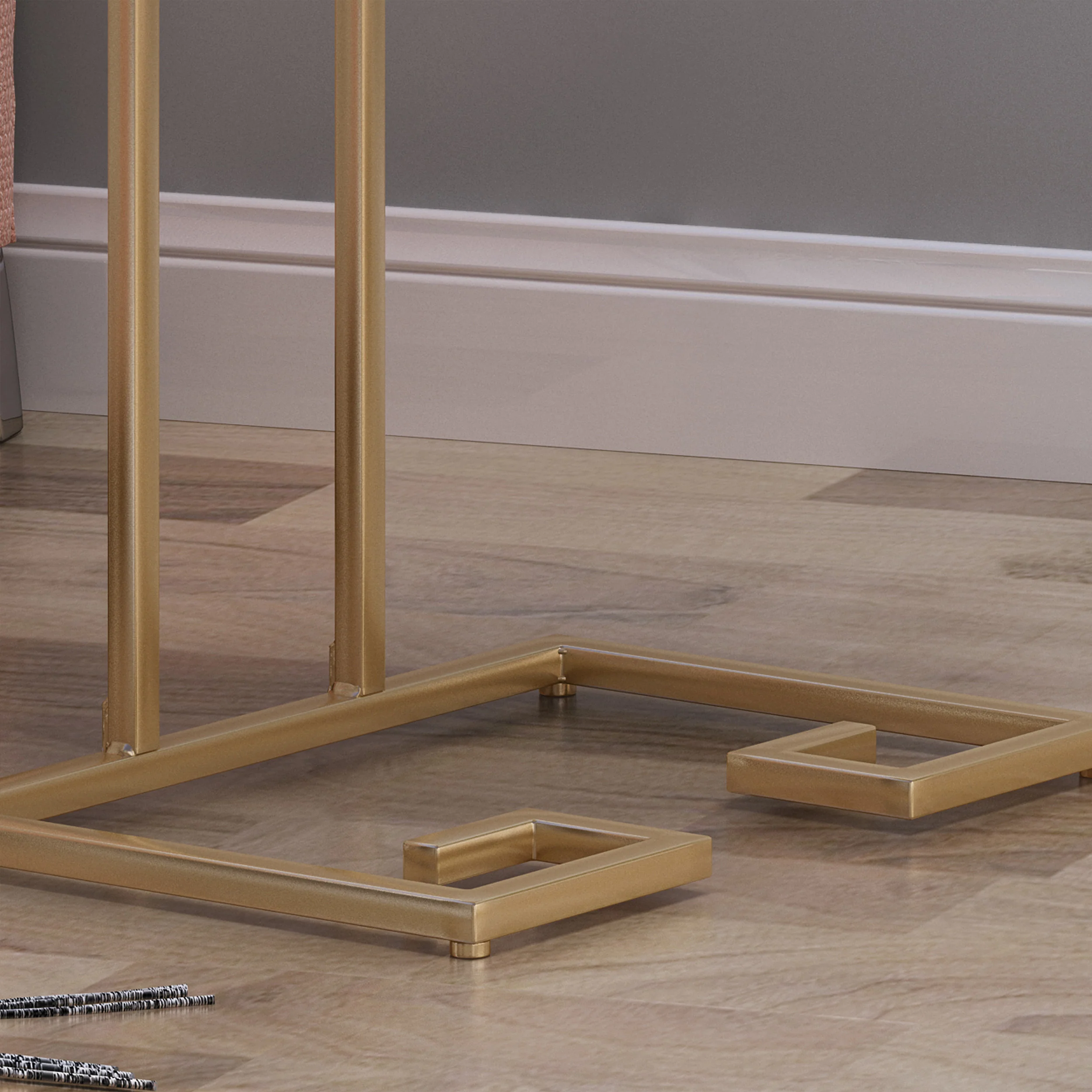Ariade Modern Glam C Side Table, Set of 2, White and Champagne Gold - furnishings