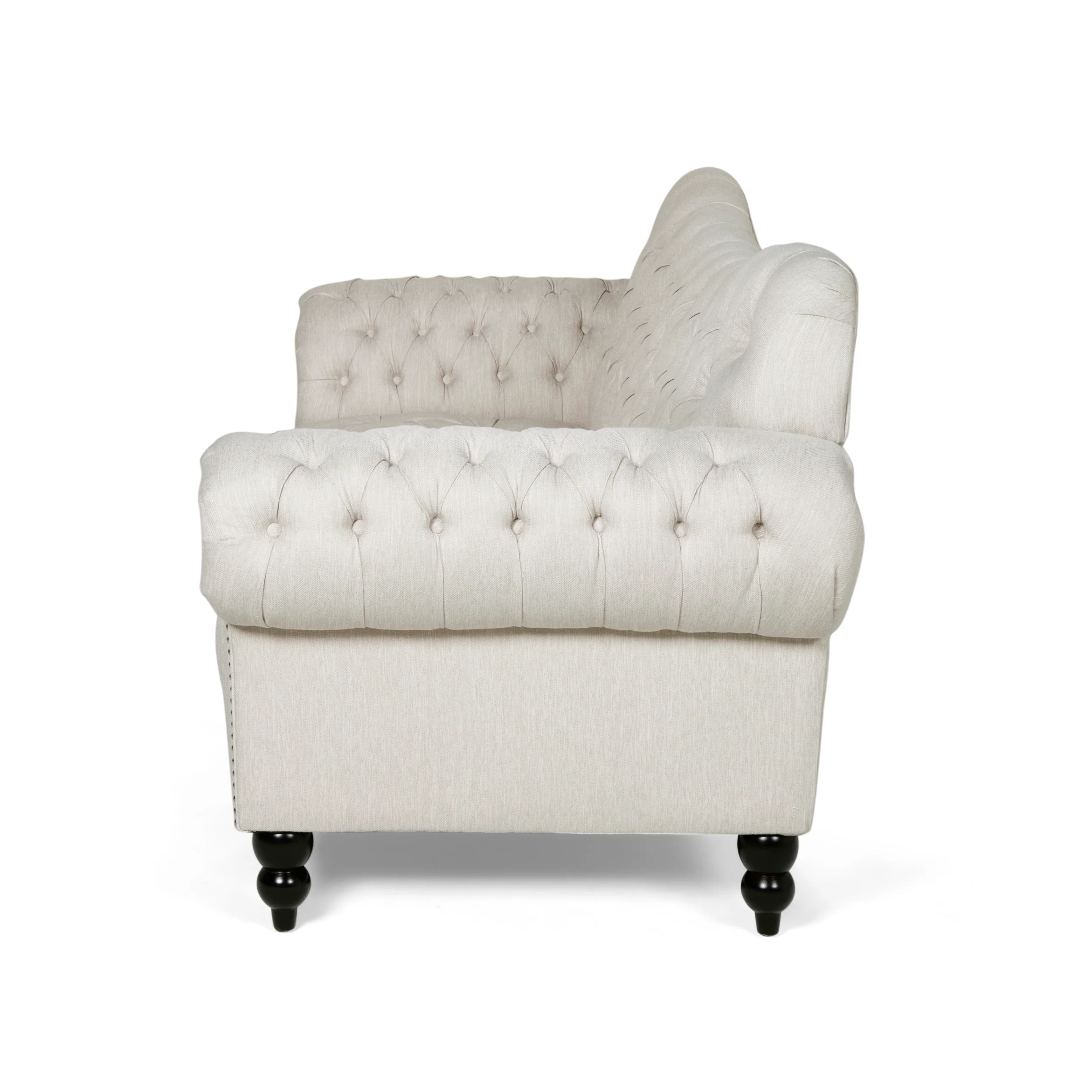 Emeric Chesterfield Button Tufted Fabric 3 Seater Sofa - furnishings