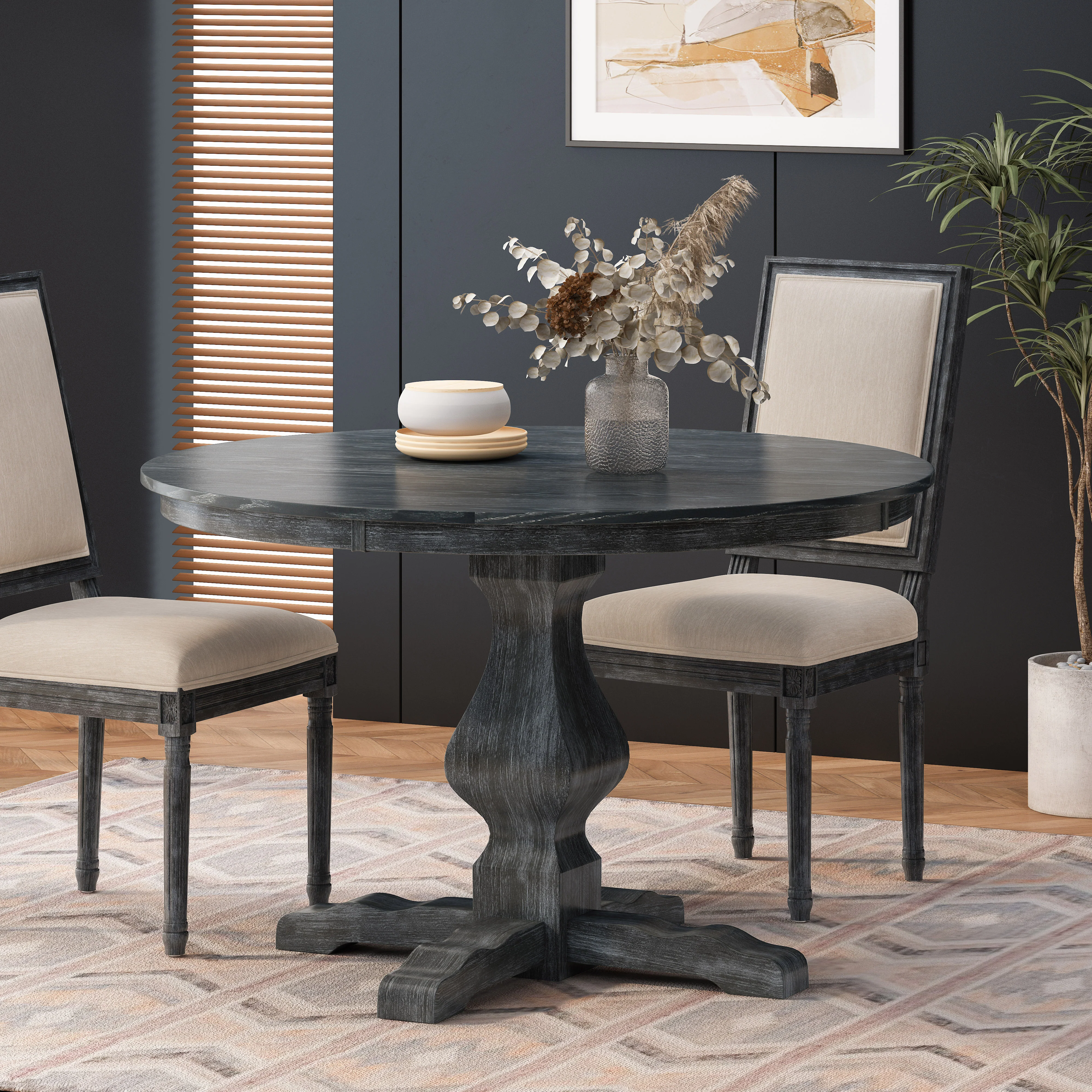 Remuda Rustic Wood Circular Dining Table - furnishings